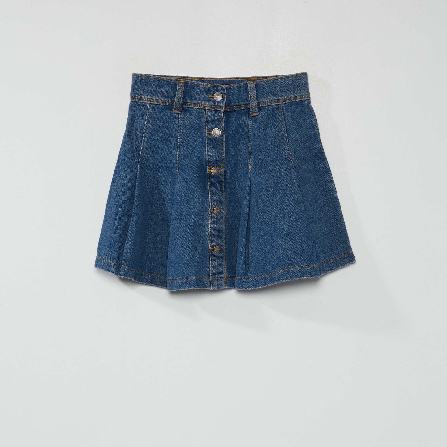 Pleated denim skirt BLUE
