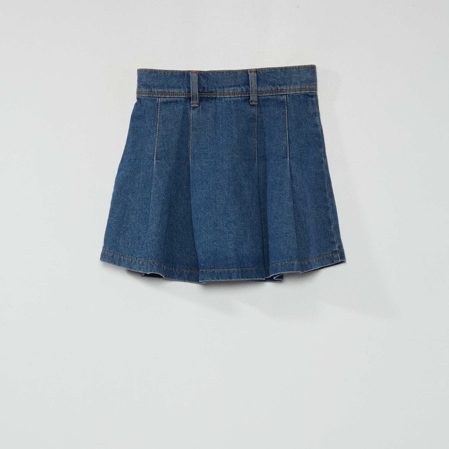 Pleated denim skirt BLUE