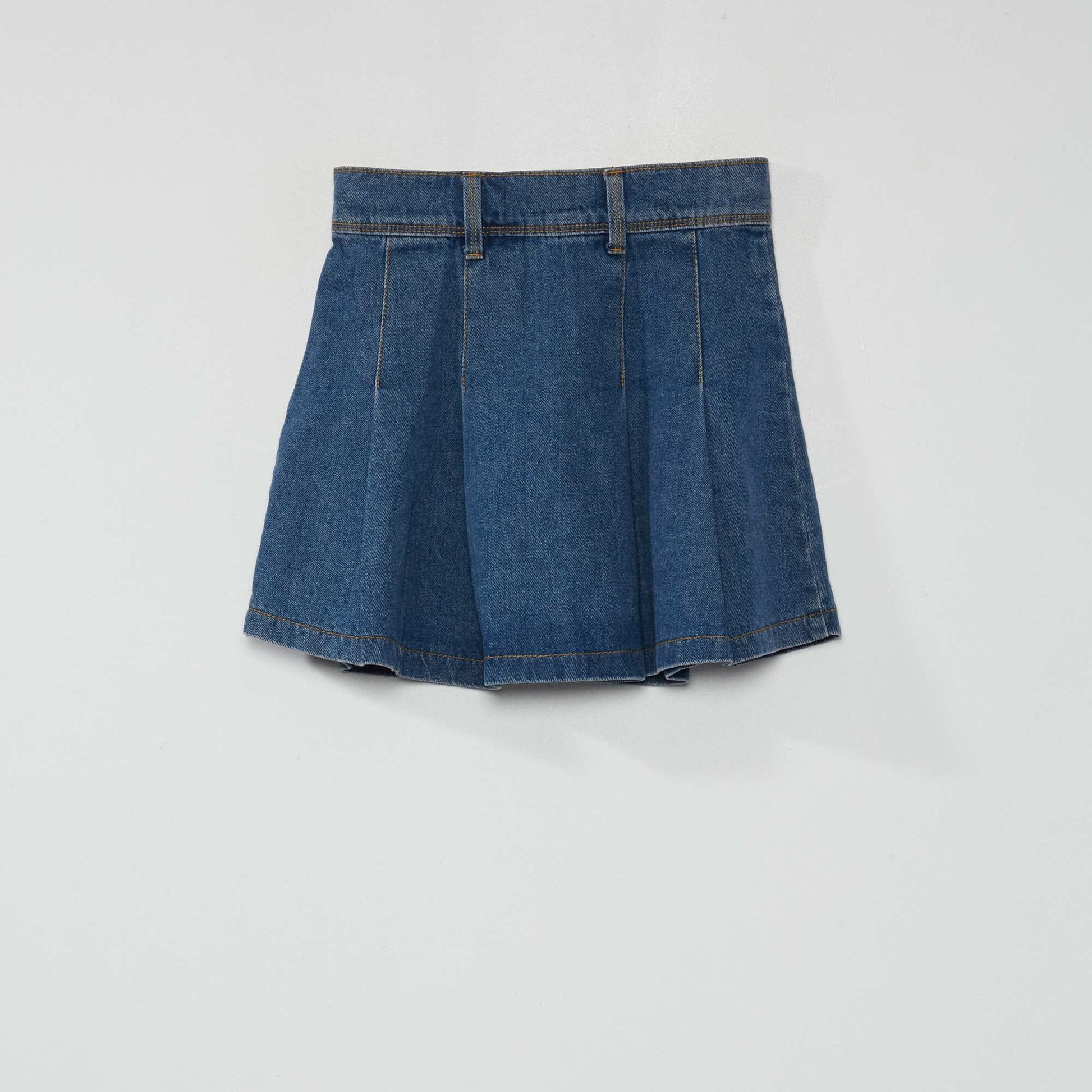 Pleated denim skirt BLUE