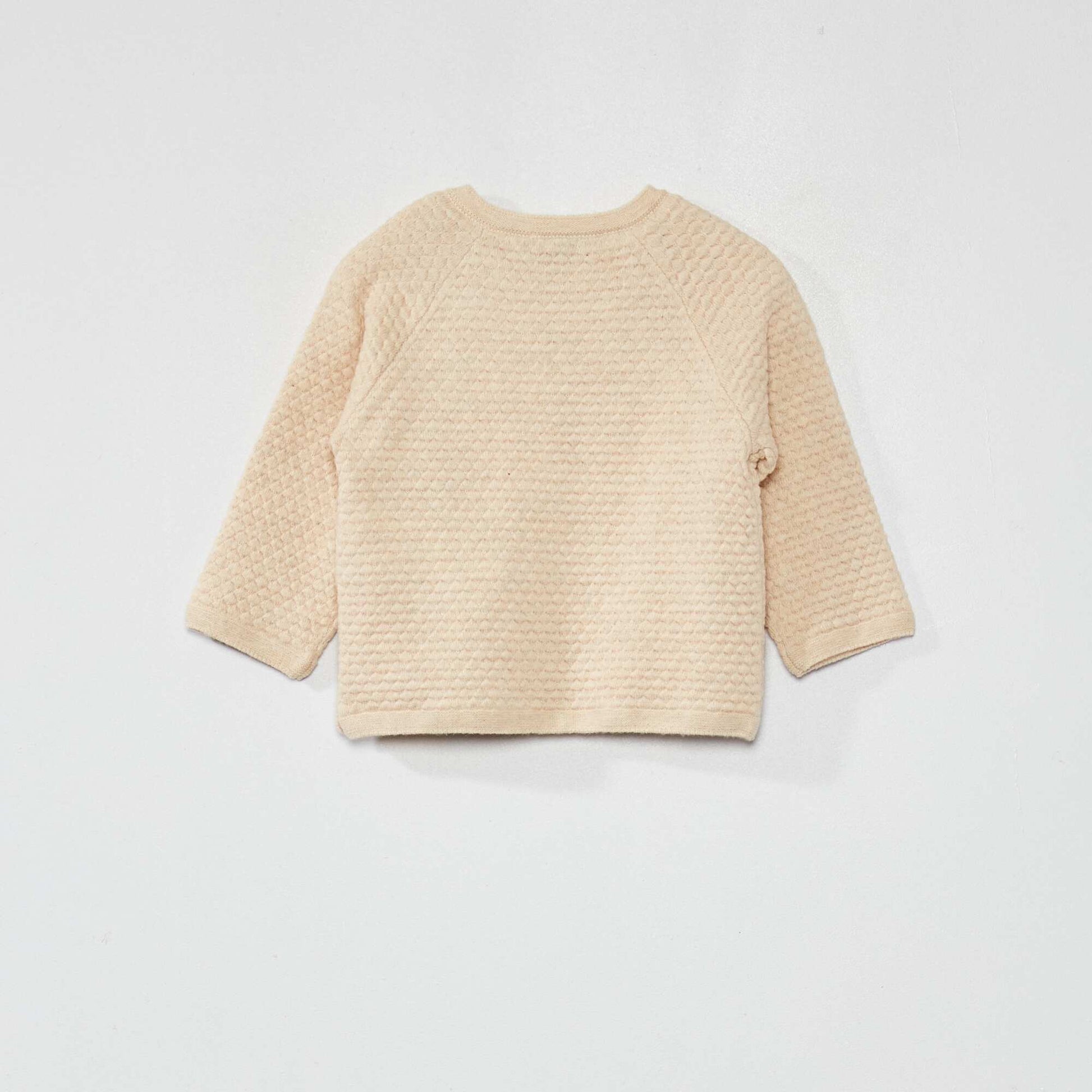 Honeycomb knit cardigan BEIGE