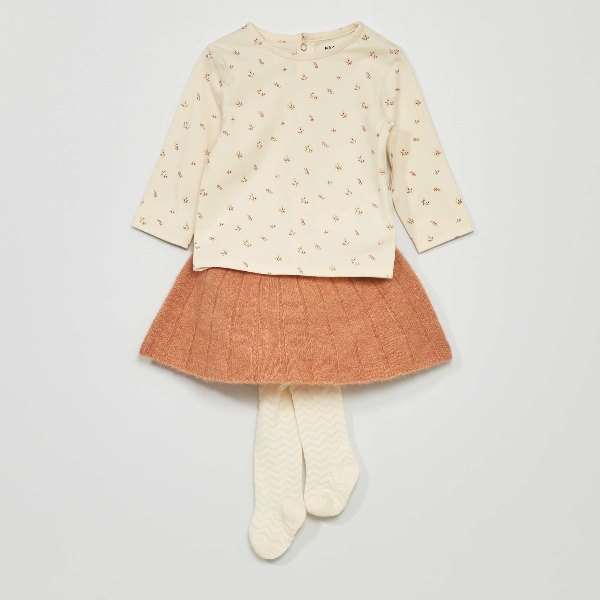 T-shirt  skirt and tights set WHITE