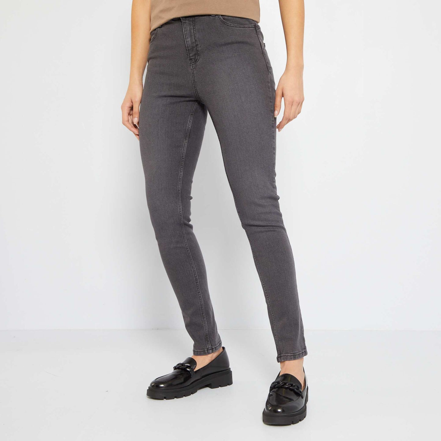 High-waisted skinny jeans - L30 GREY
