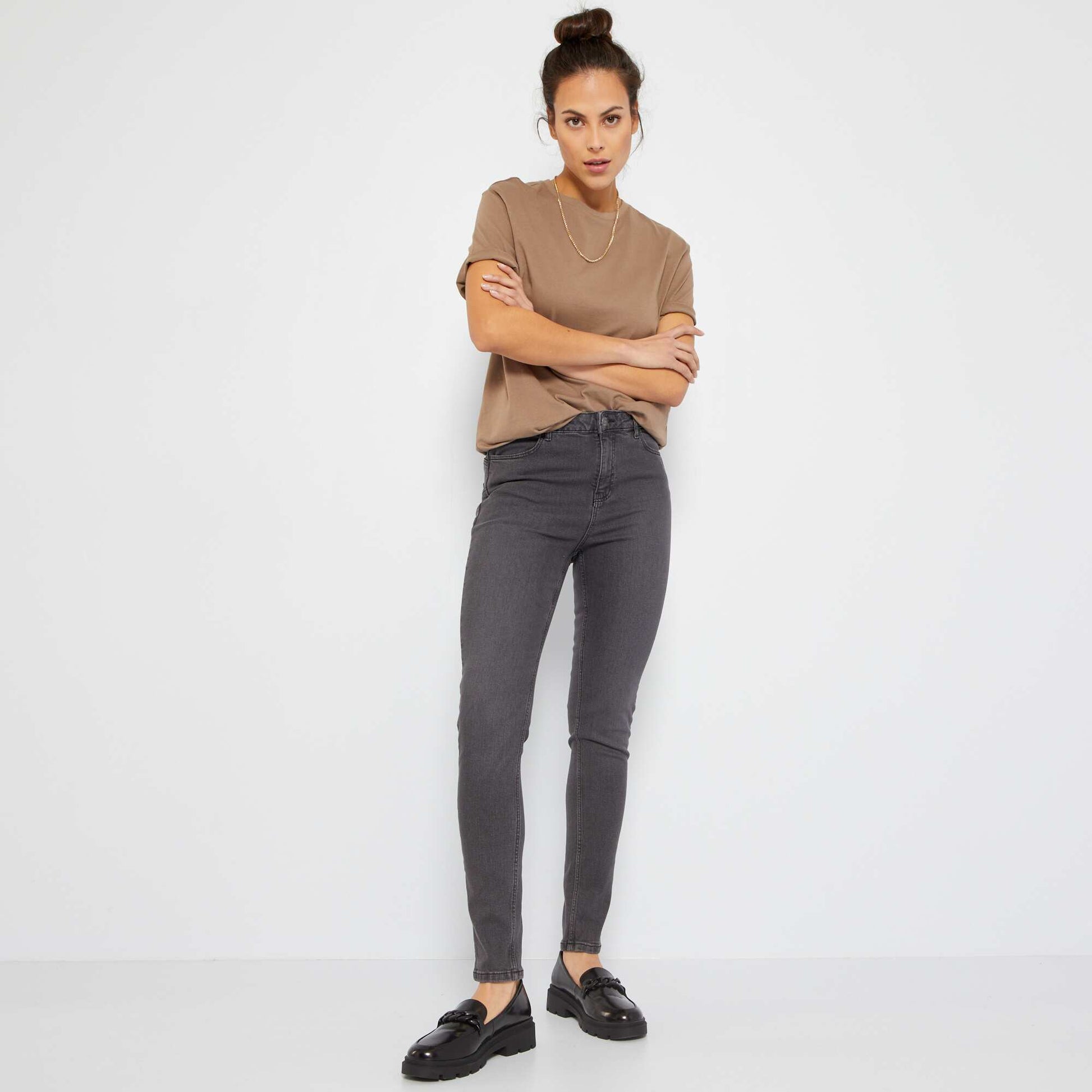 High-waisted skinny jeans - L30 GREY
