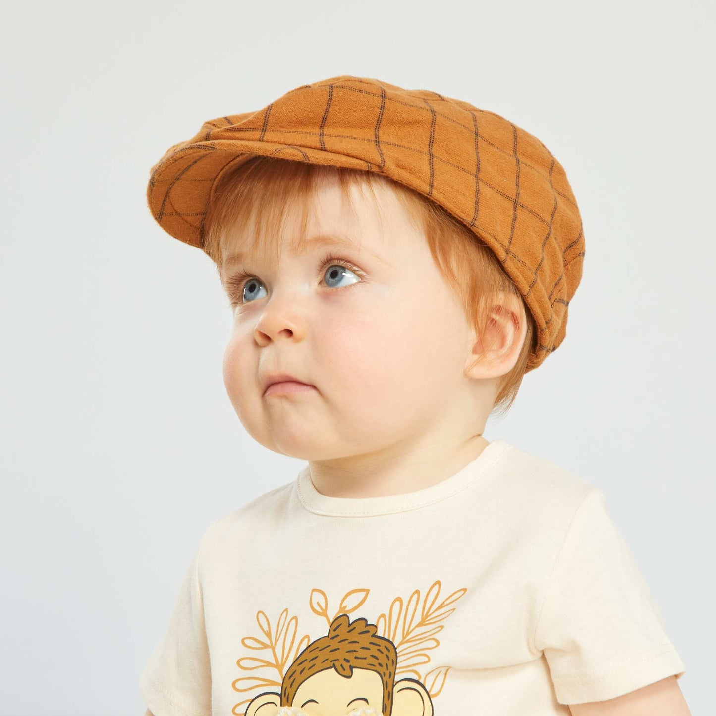 Checked flannel beret BROWN