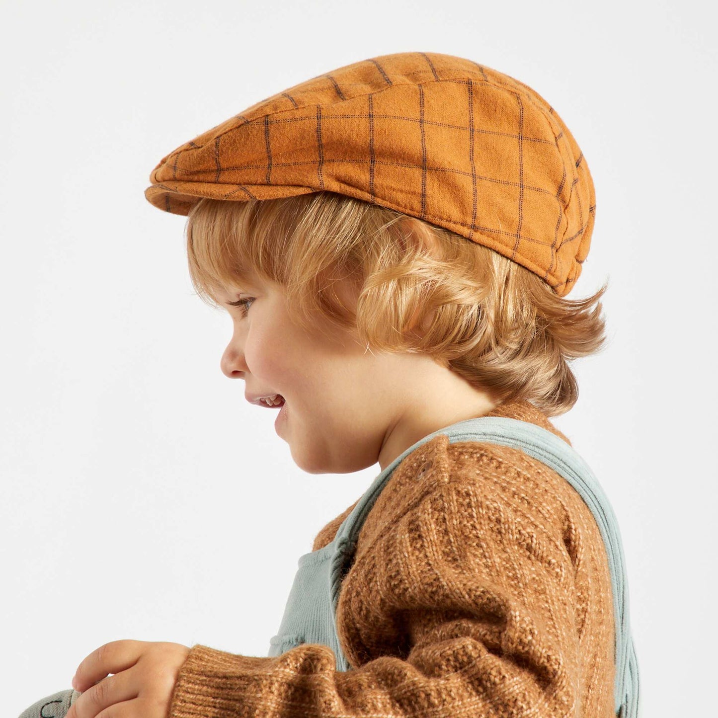 Checked flannel beret BROWN