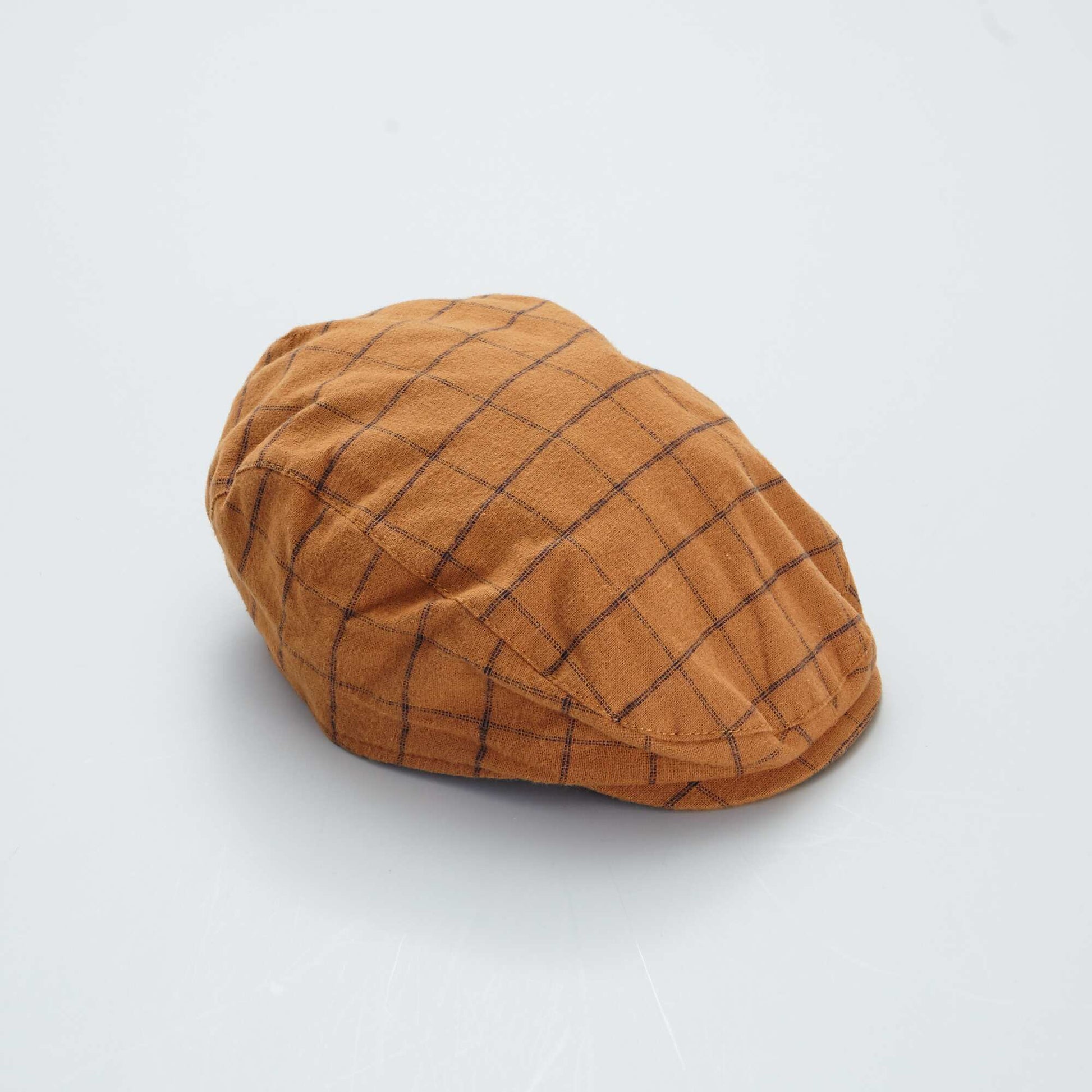 Checked flannel beret BROWN