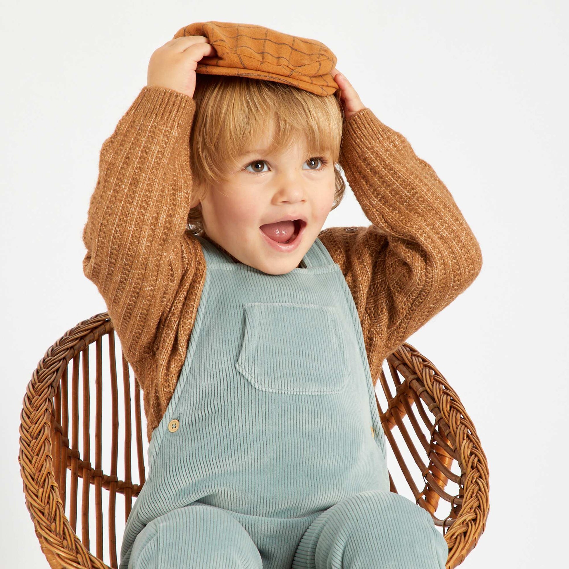 Checked flannel beret BROWN