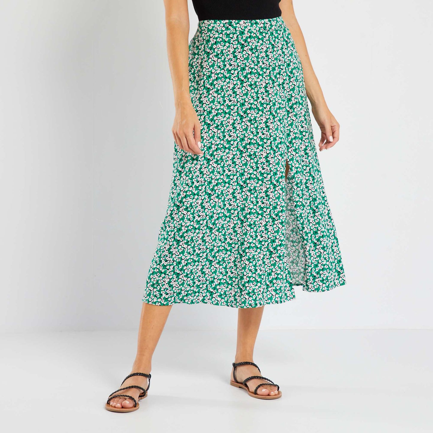 Midi skirt with print GREEN