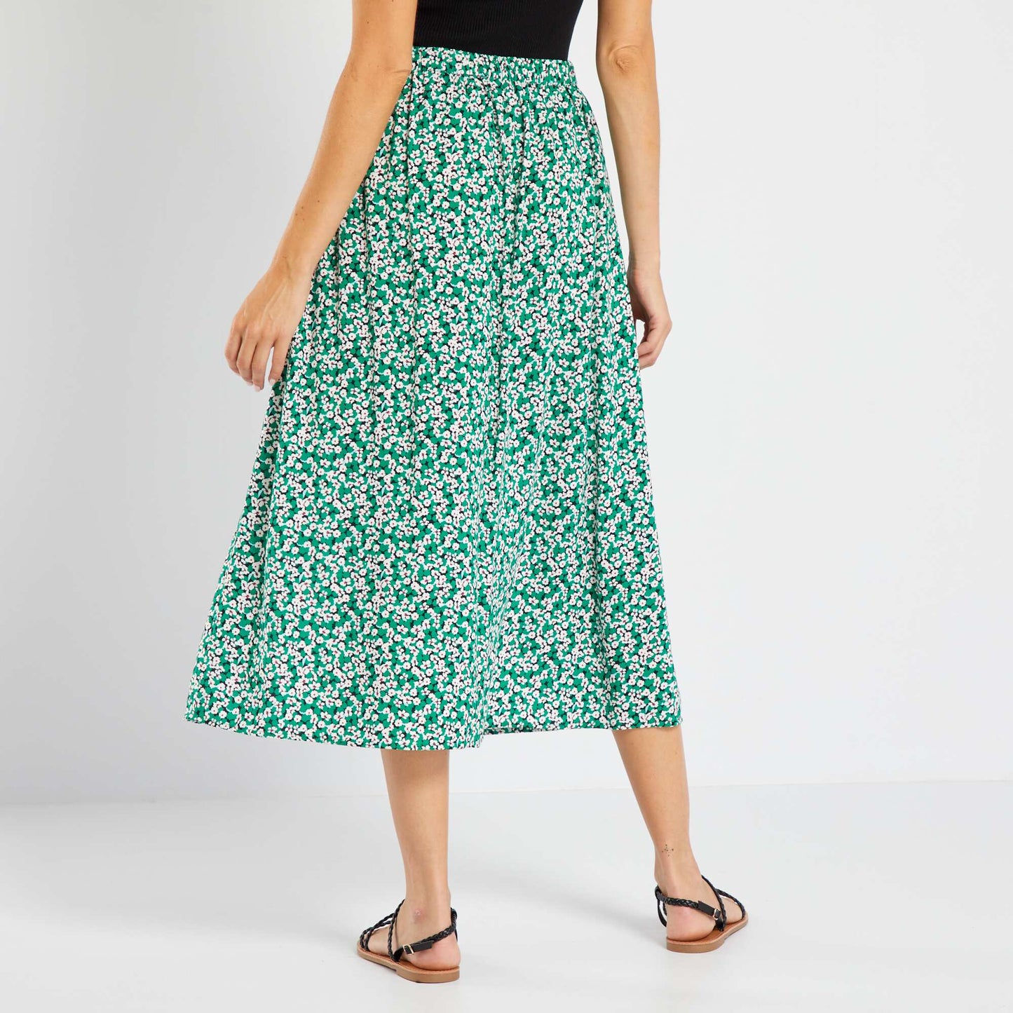 Midi skirt with print GREEN