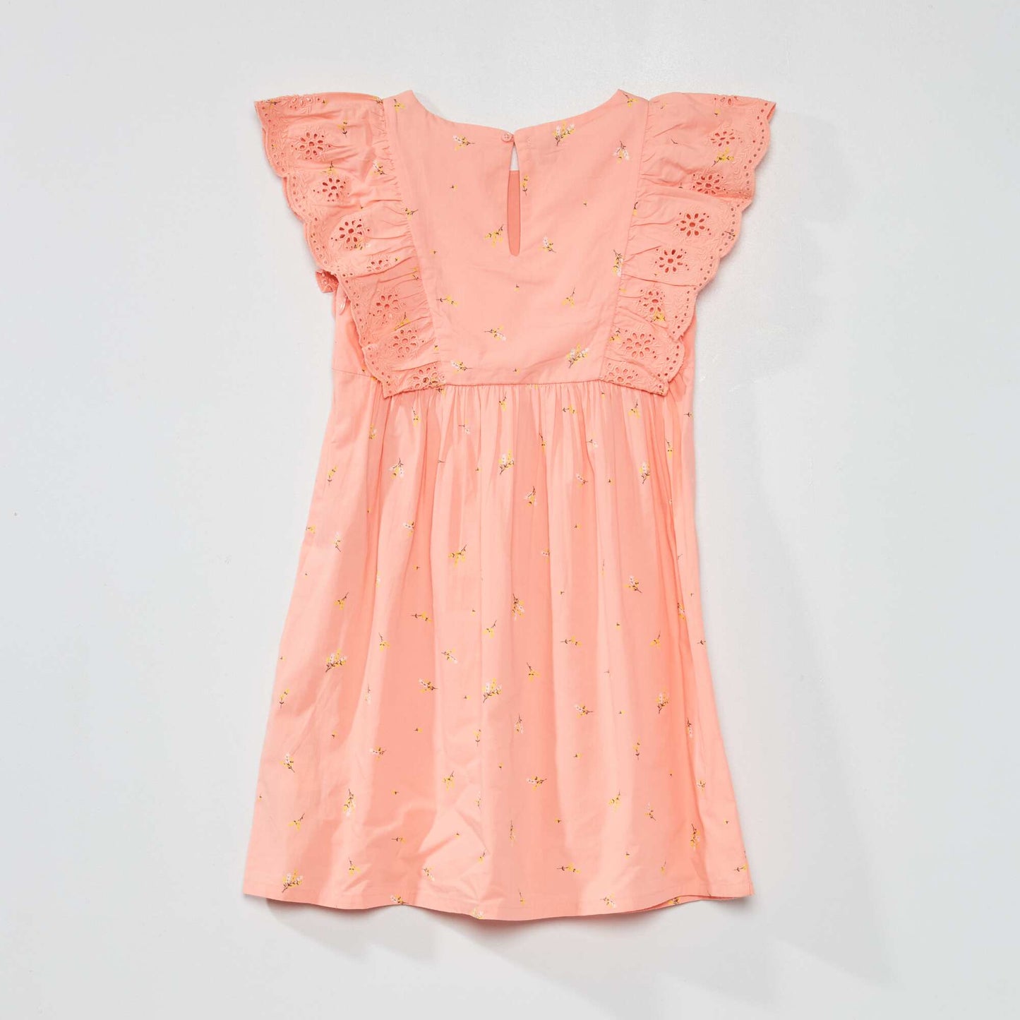 Patterned dress with ruffles and broderie anglaise PINK