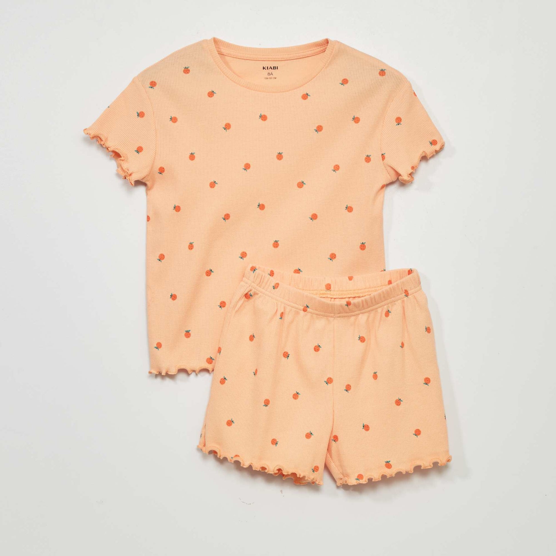 Ribbed short pyjamas - Two-piece set ORANGE