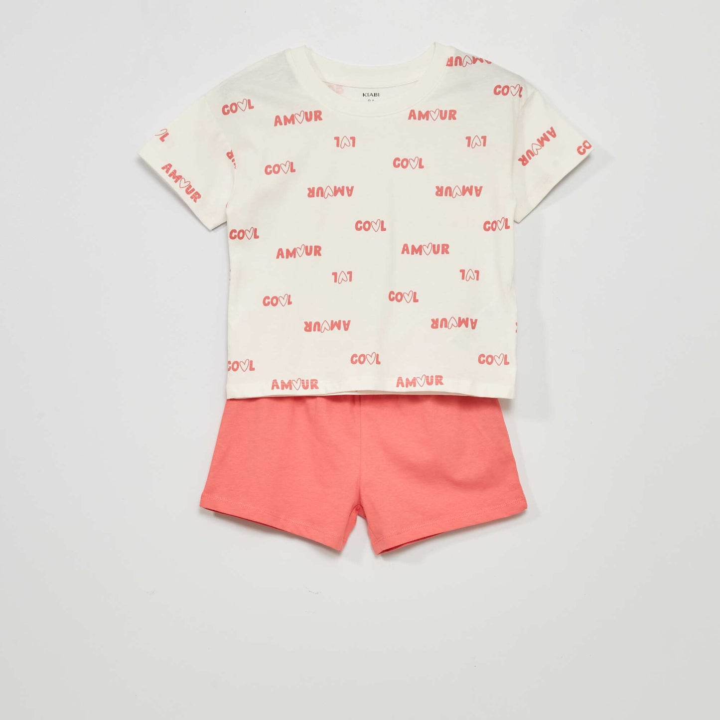 Short pyjamas - 'amour' print - Two-piece set WHITE