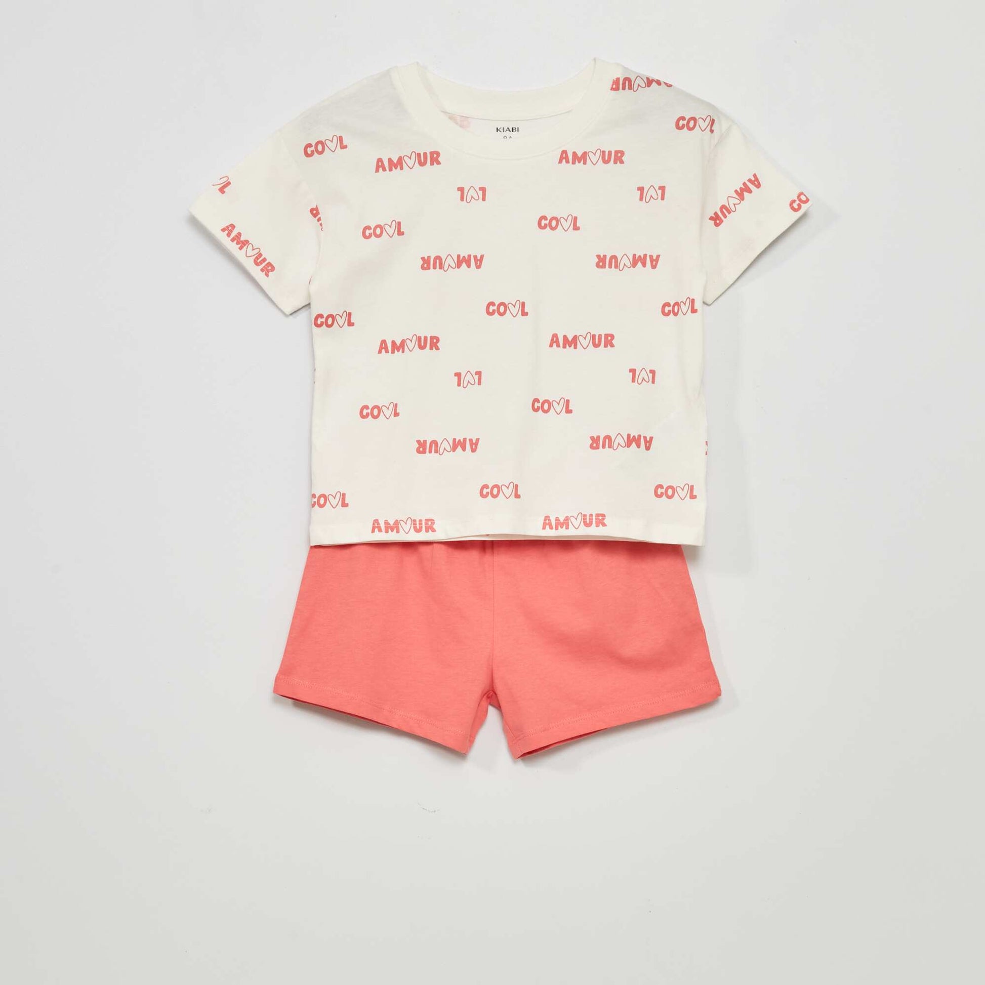 Short pyjamas - 'amour' print - Two-piece set WHITE