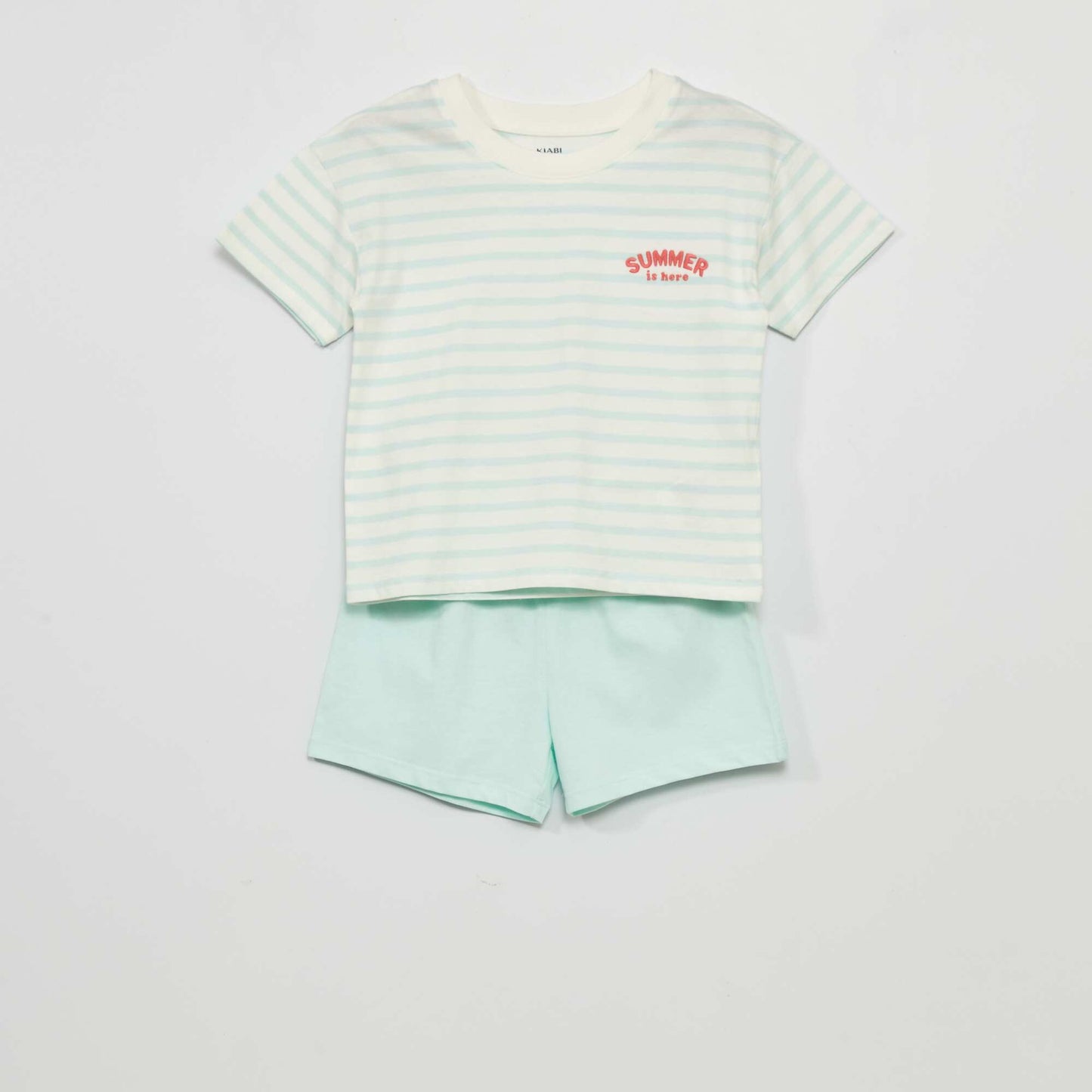 Short pyjamas - 'Summer' embroidery - Two-piece set BLUE