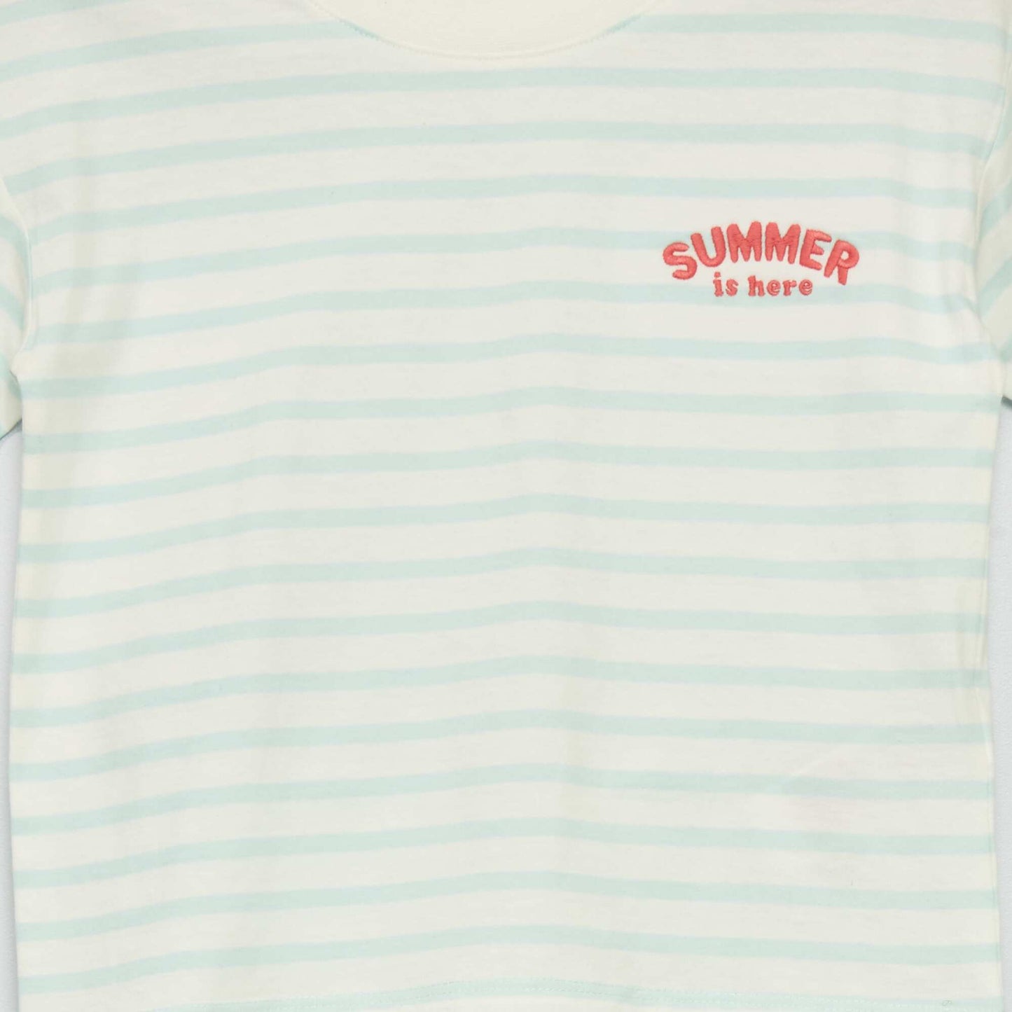Short pyjamas - 'Summer' embroidery - Two-piece set BLUE