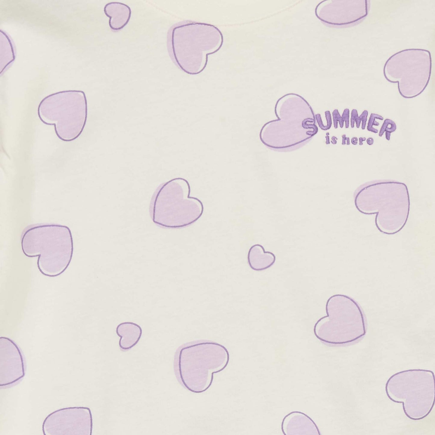Short pyjamas - 'heart' print - Two-piece set PURPLE