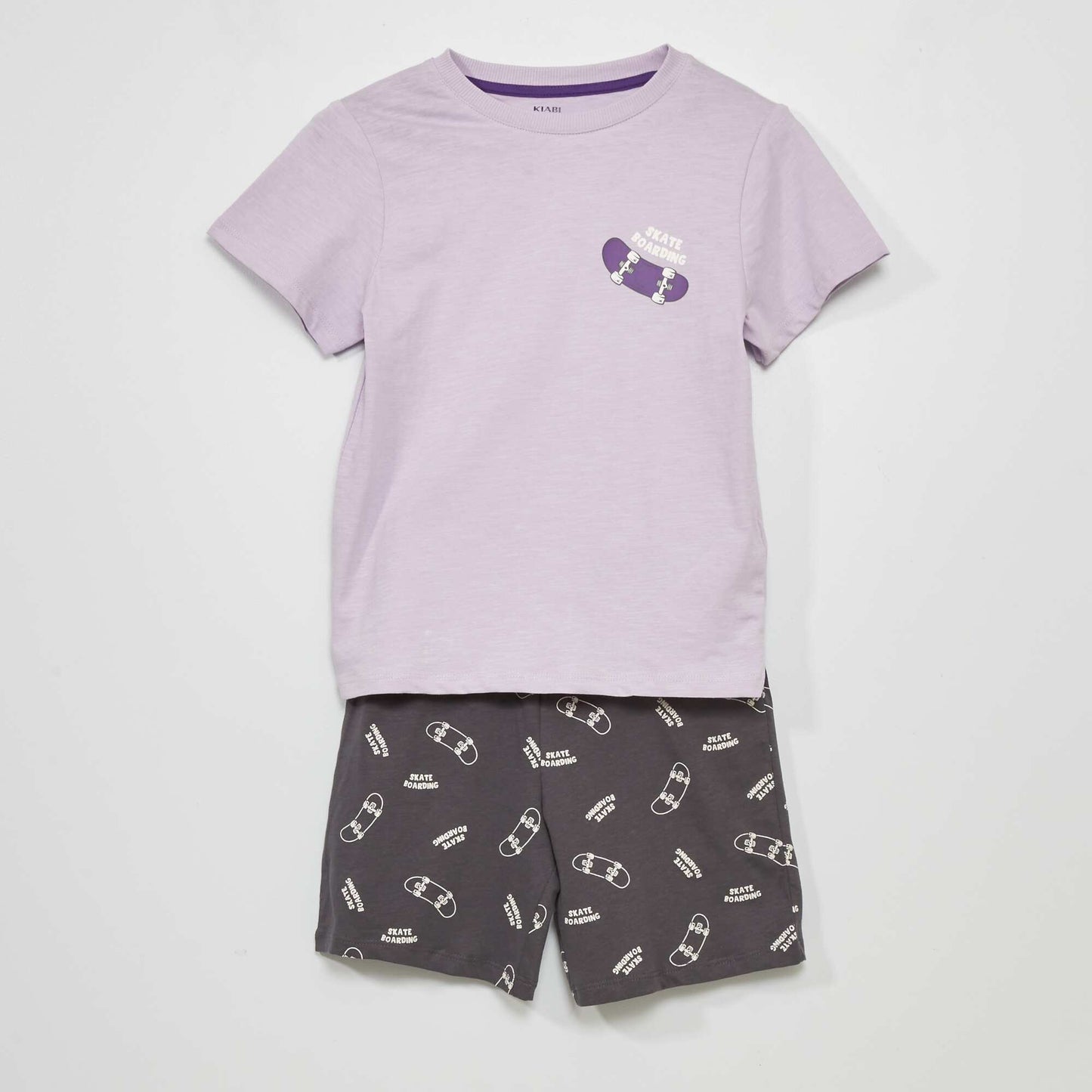 Short pyjamas - Skateboard print - Two-piece set PURPLE