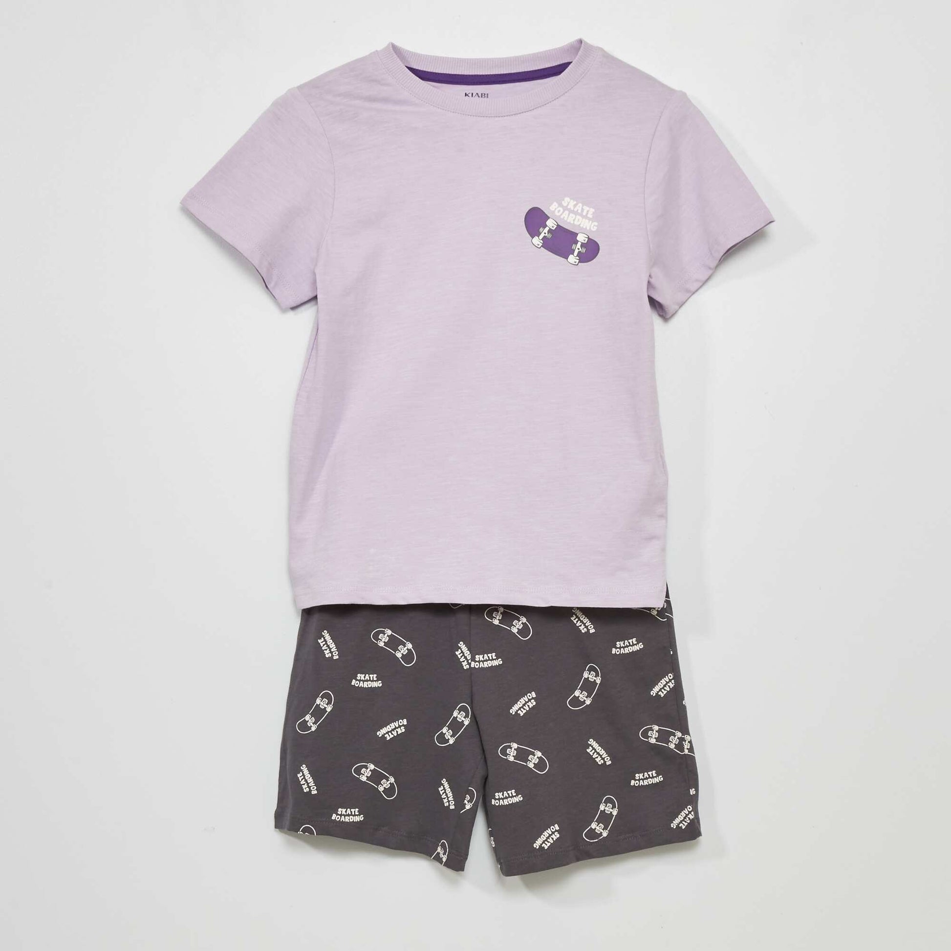 Short pyjamas - Skateboard print - Two-piece set PURPLE