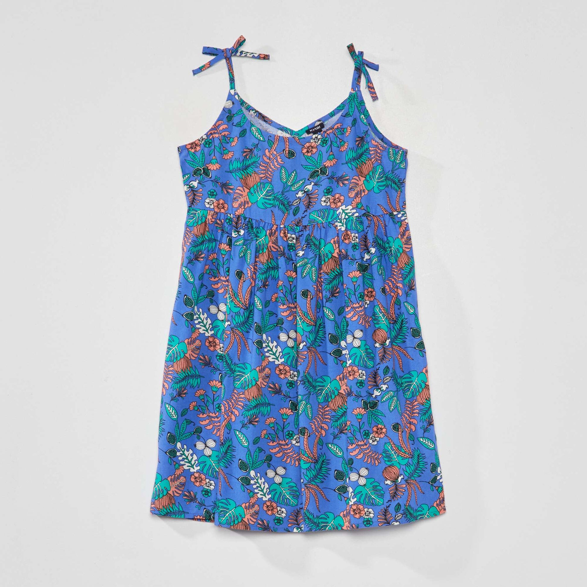 Flowing dress with print BLUE