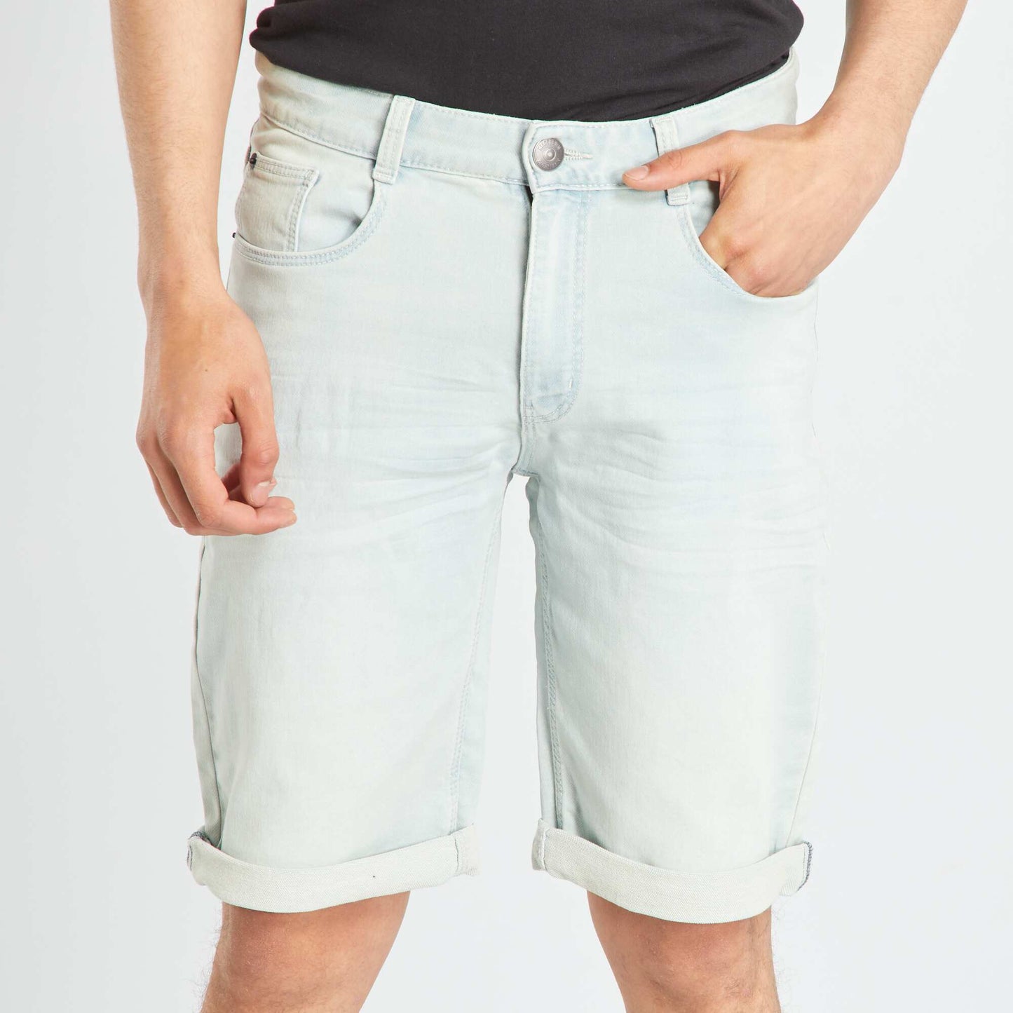 Denim Bermuda shorts with regular waist BLUE