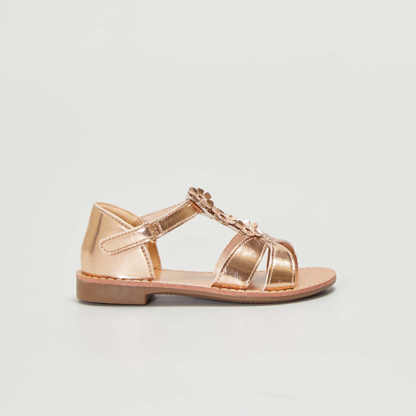 Sandals with flowery straps BROWN