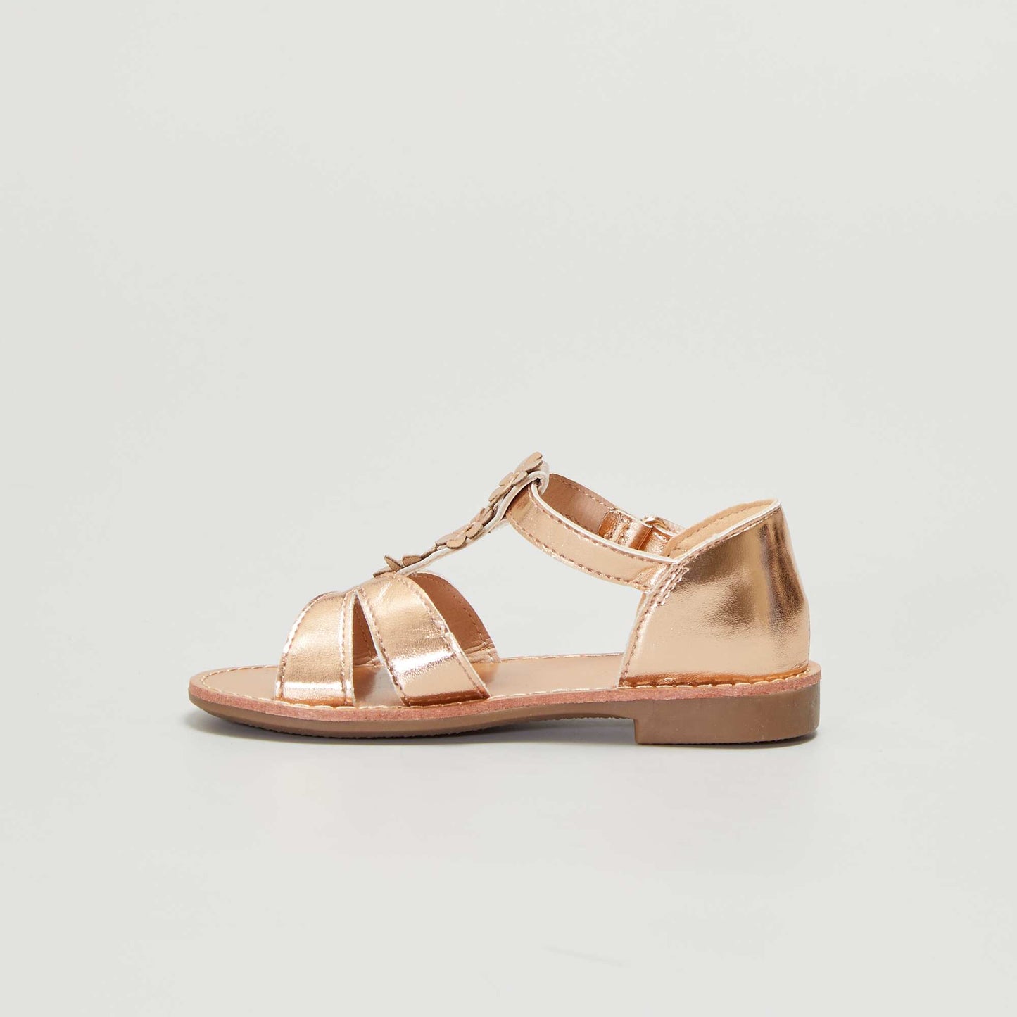 Sandals with flowery straps BROWN