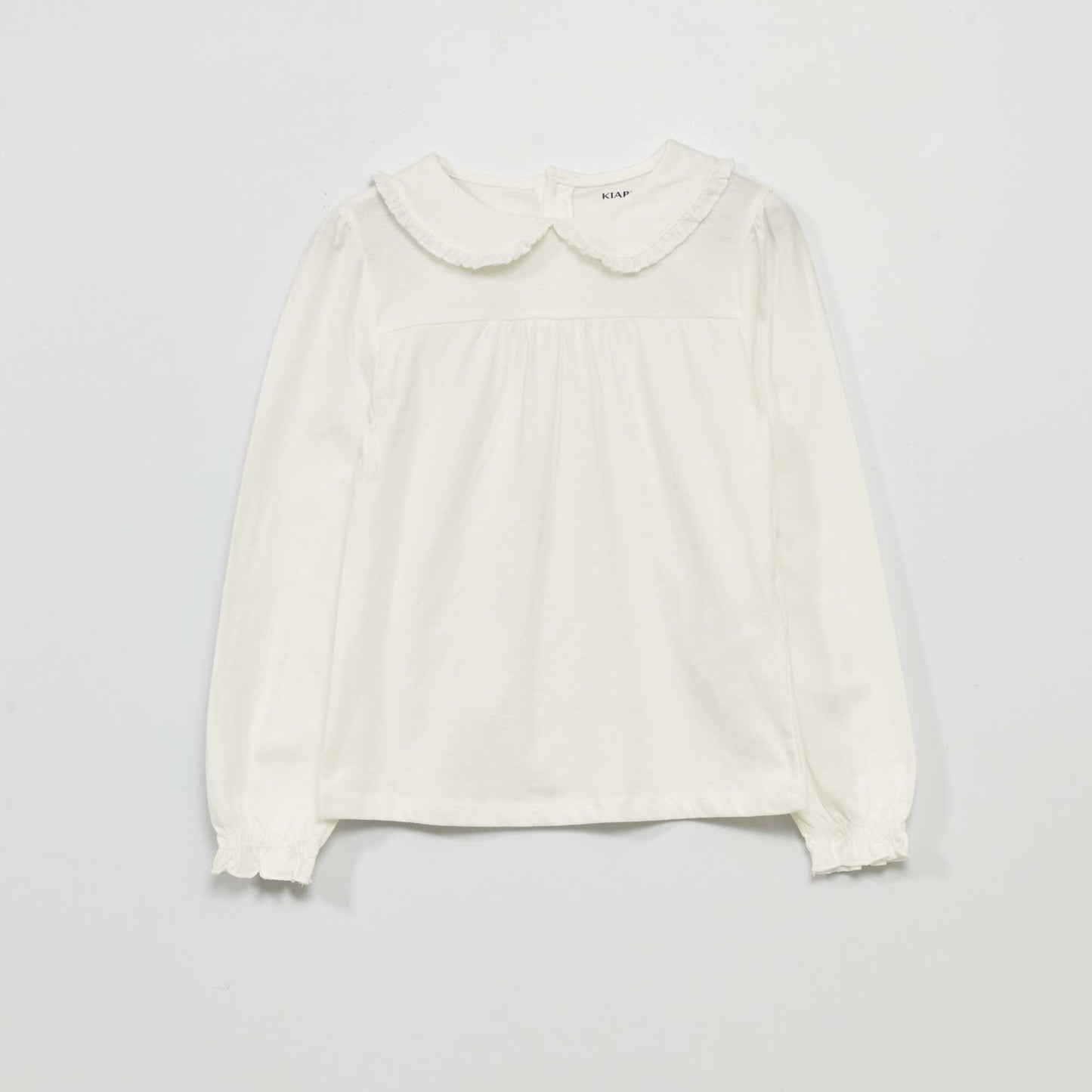 Jersey T-shirt with cute neckline WHITE