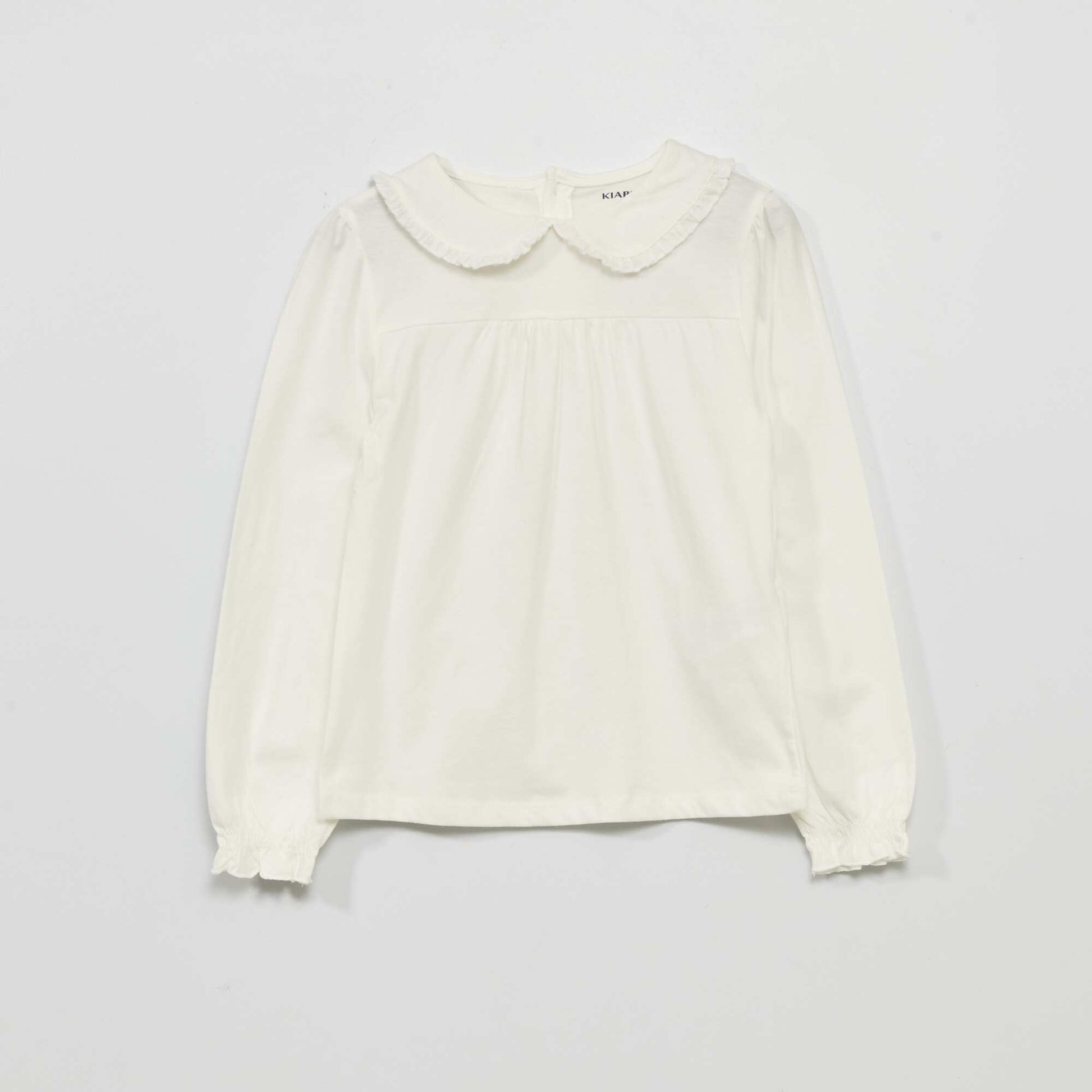 Jersey T-shirt with cute neckline WHITE