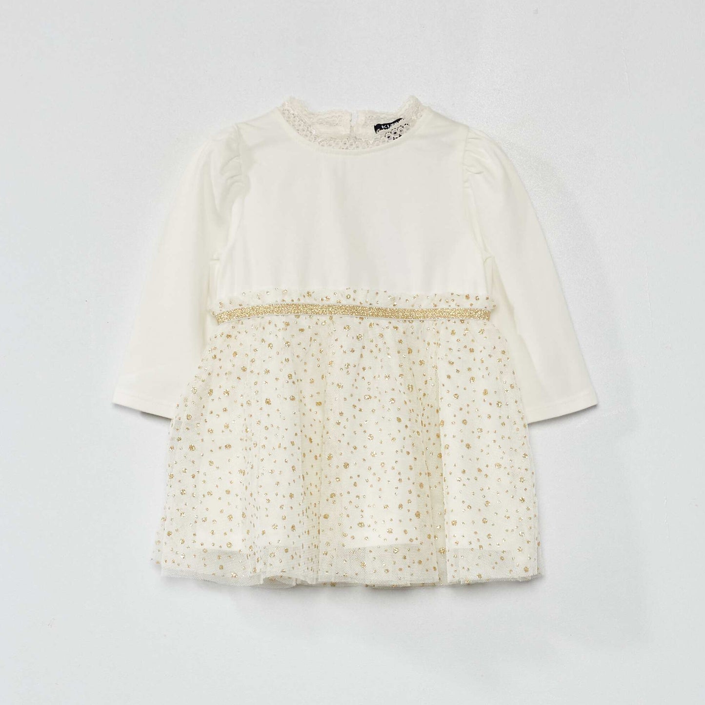 Fancy dress with tulle hem WHITE