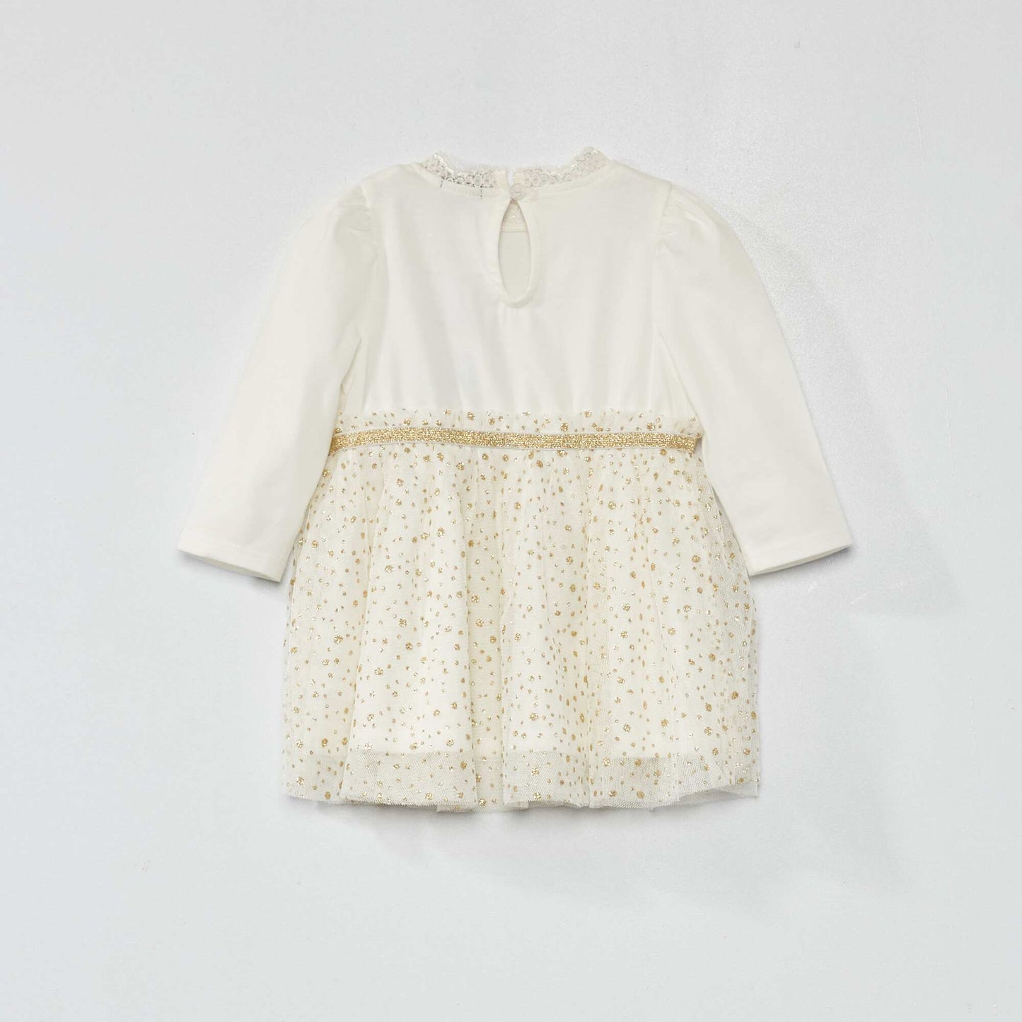 Fancy dress with tulle hem WHITE