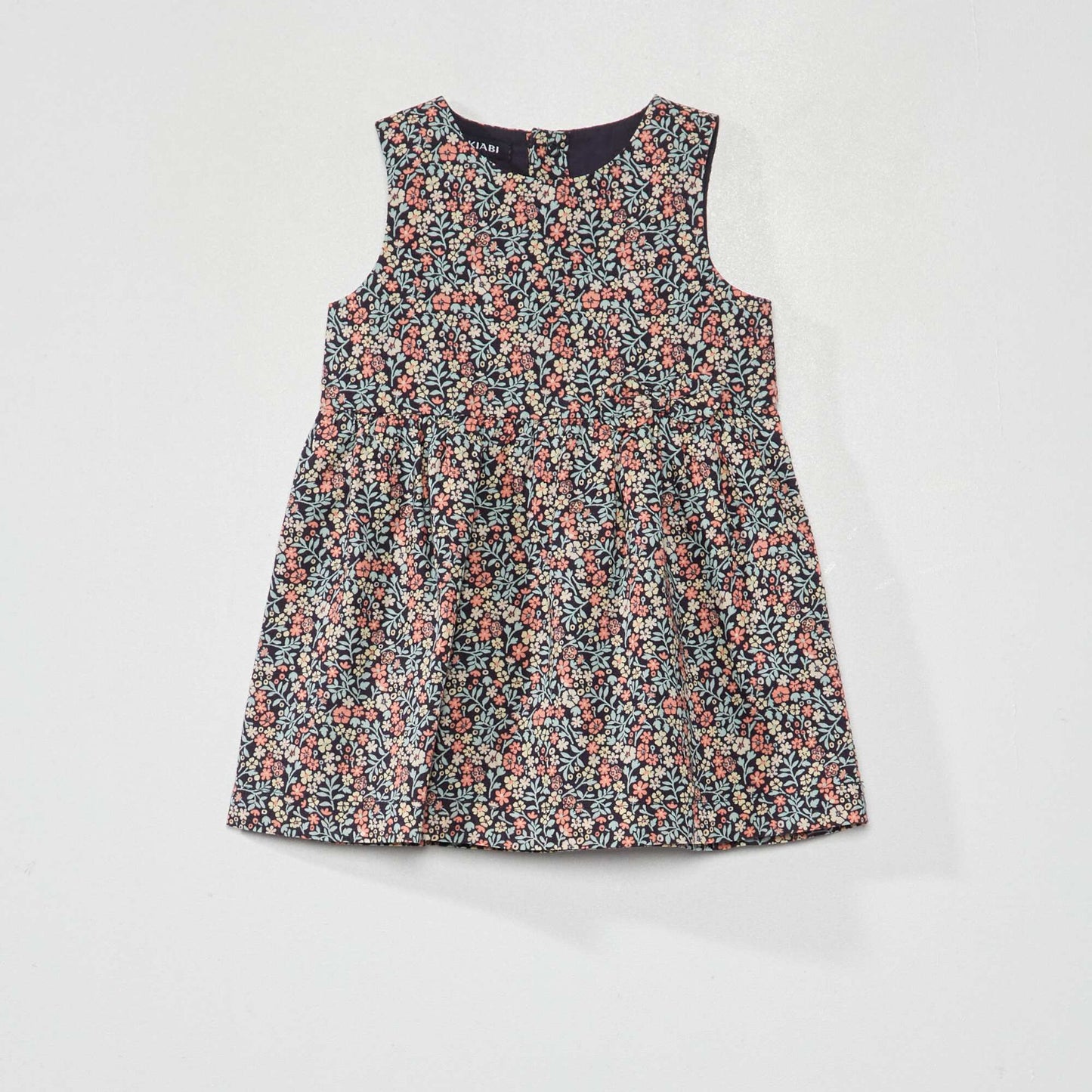 Printed cotton voile dress BLUE