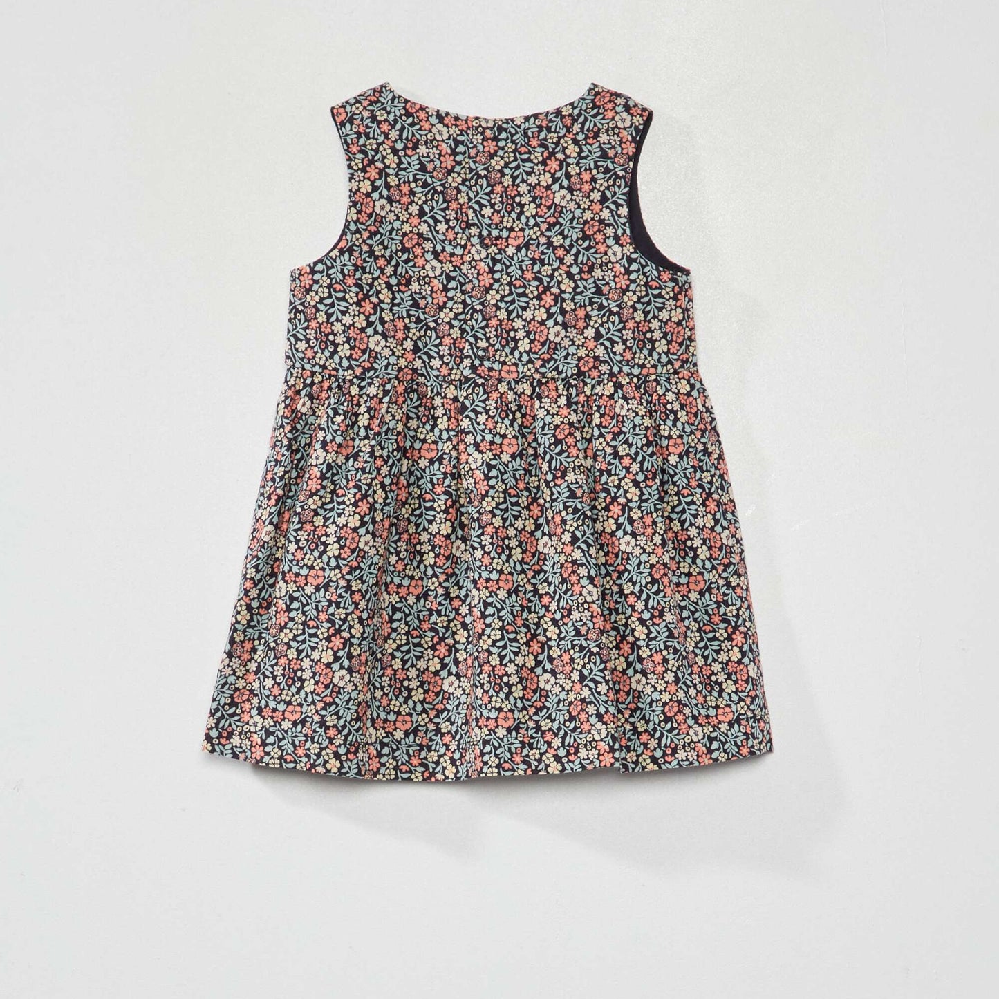 Printed cotton voile dress BLUE