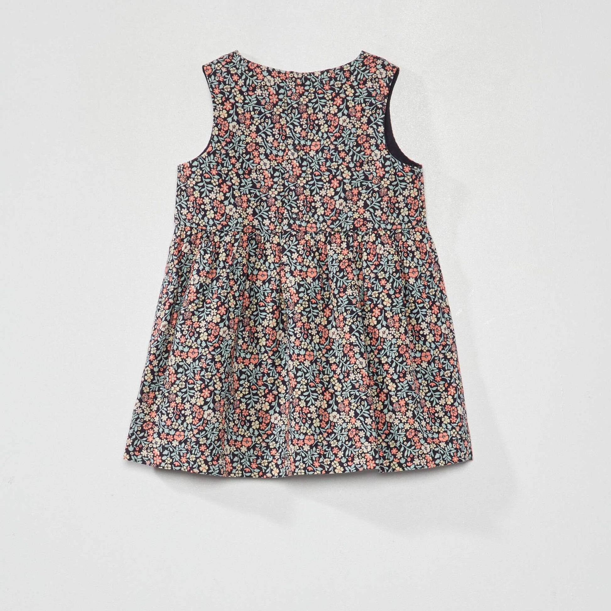 Printed cotton voile dress BLUE