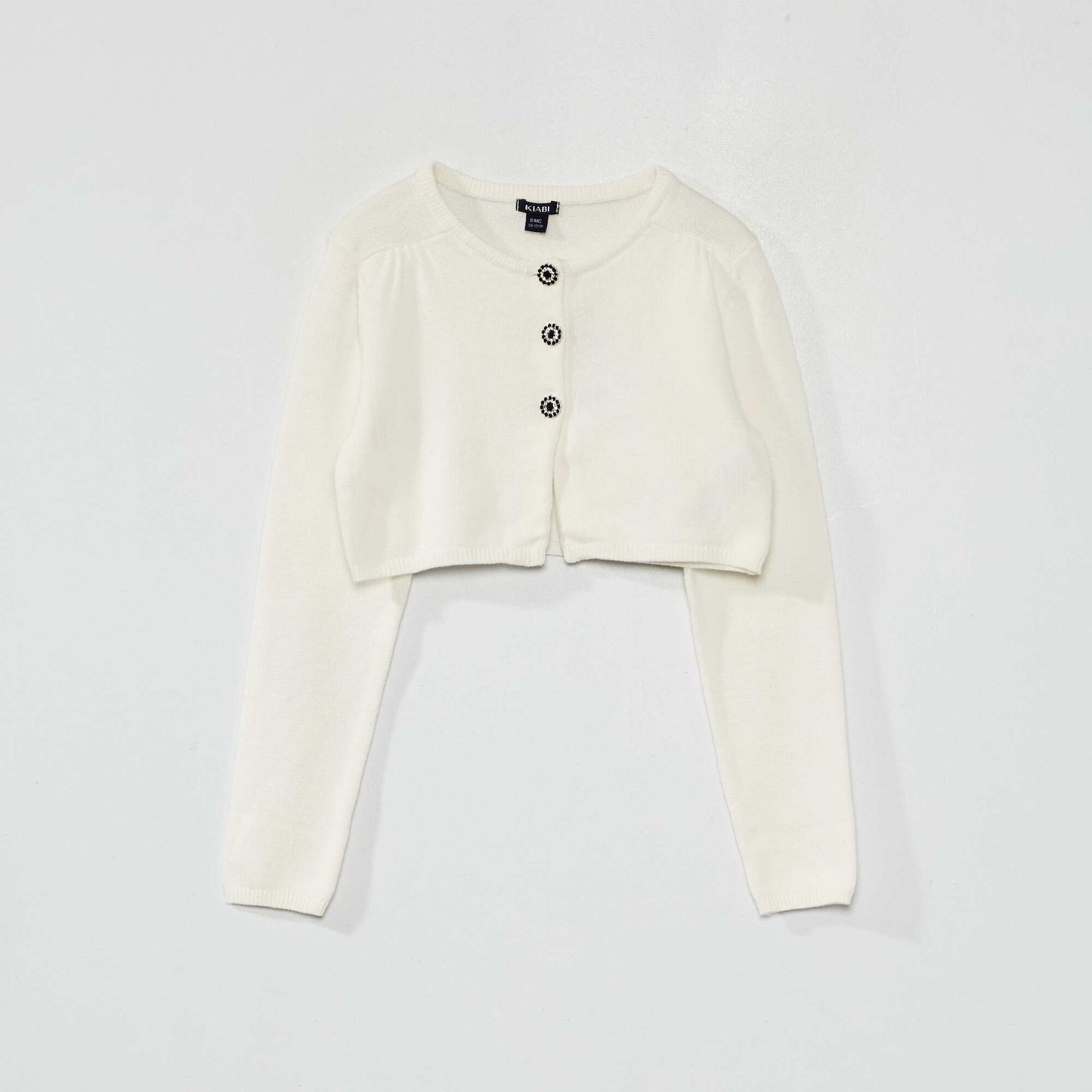 Cropped knit cardigan WHITE
