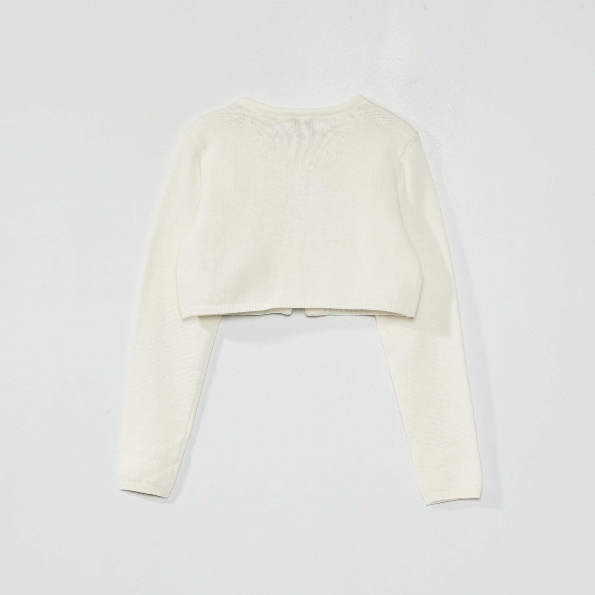 Cropped knit cardigan WHITE