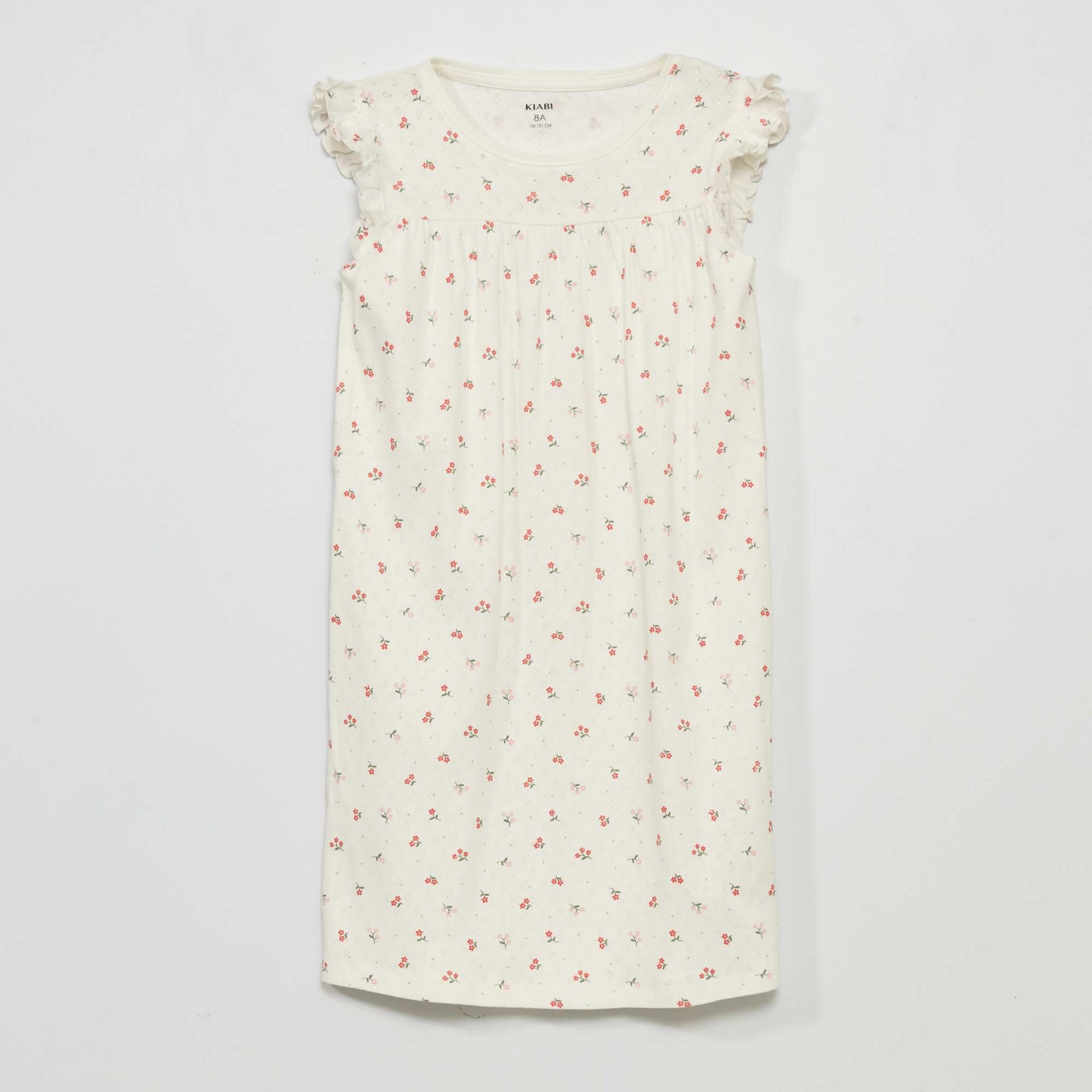 Nightshirt with ruffled sleeves WHITE