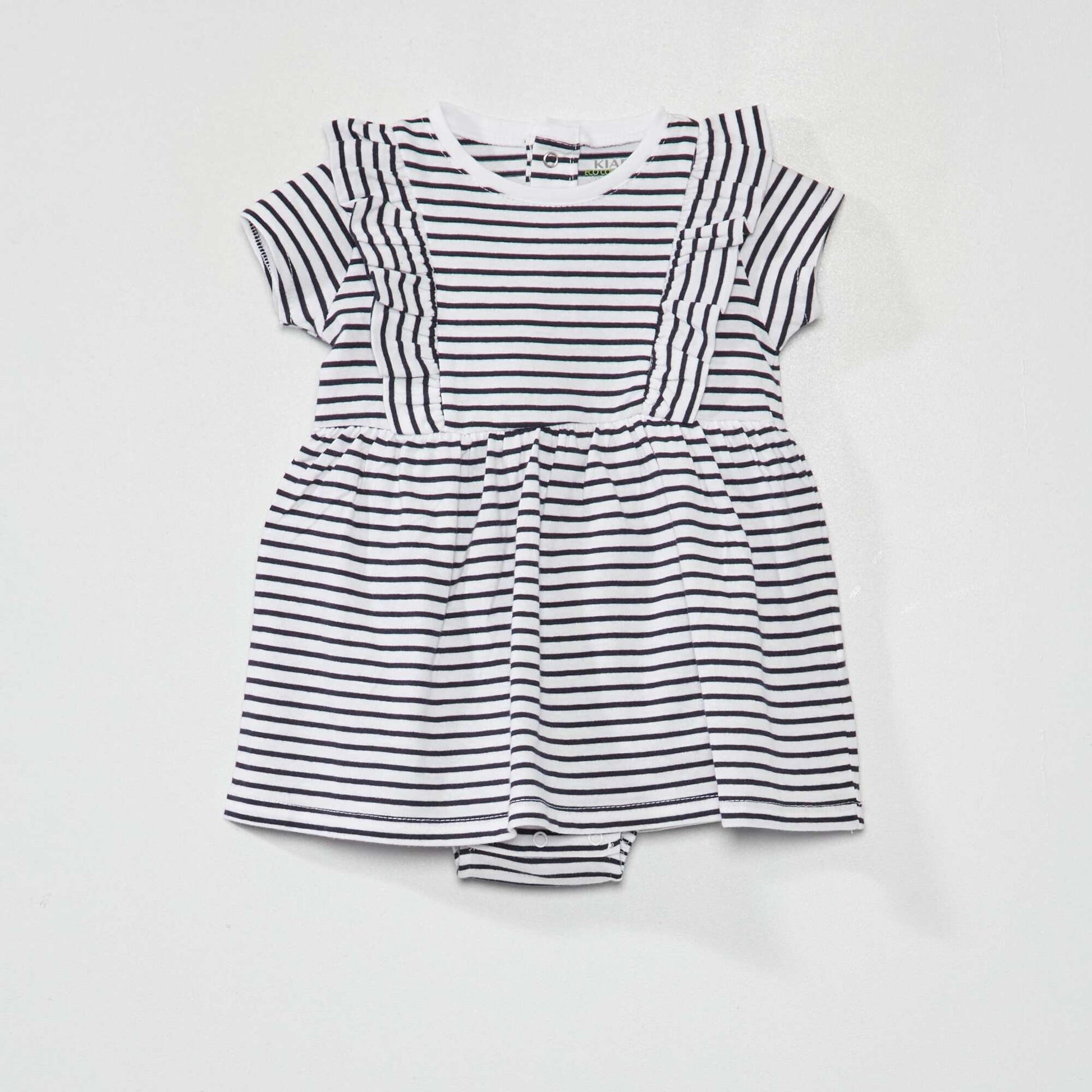 Flounced bodysuit dress WHITE