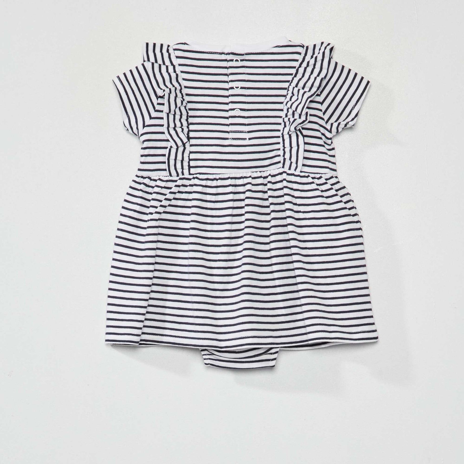 Flounced bodysuit dress WHITE