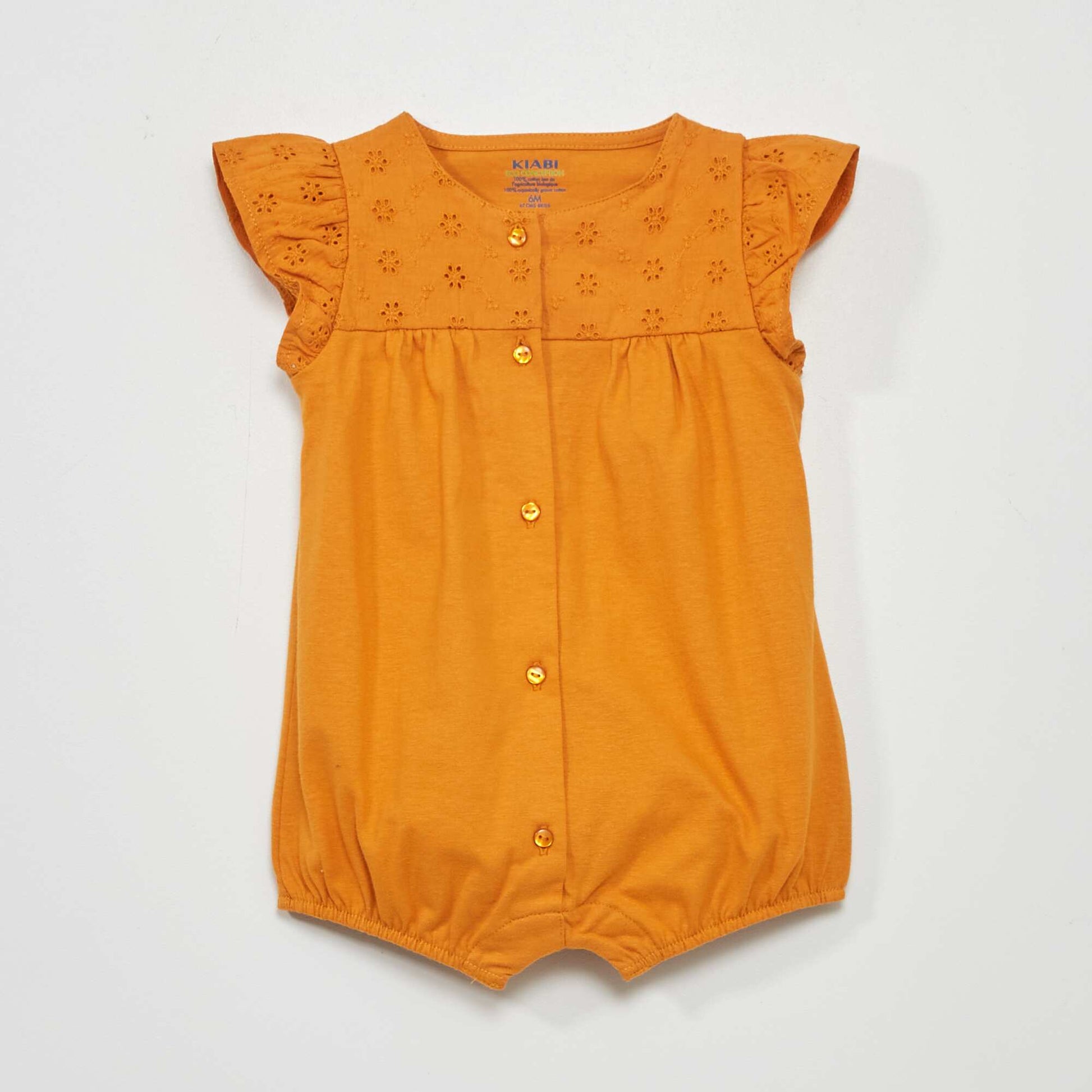 Embroidered jersey romper YELLOW