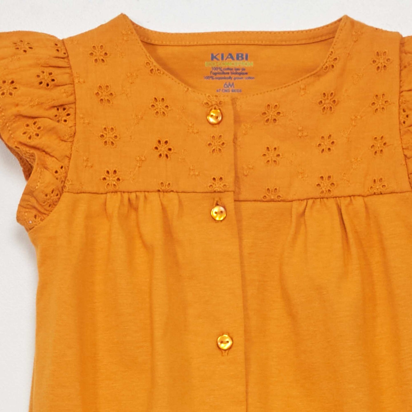 Embroidered jersey romper YELLOW