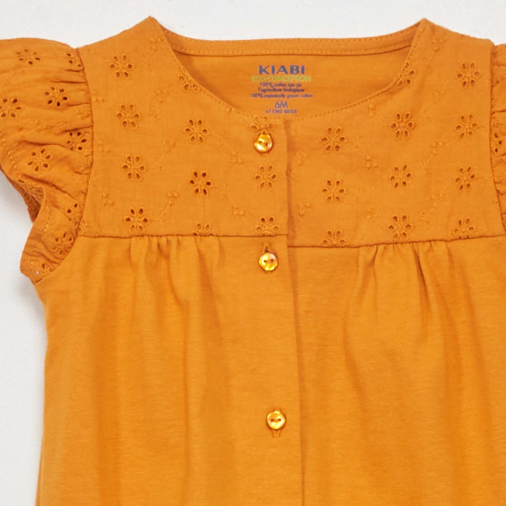 Embroidered jersey romper YELLOW