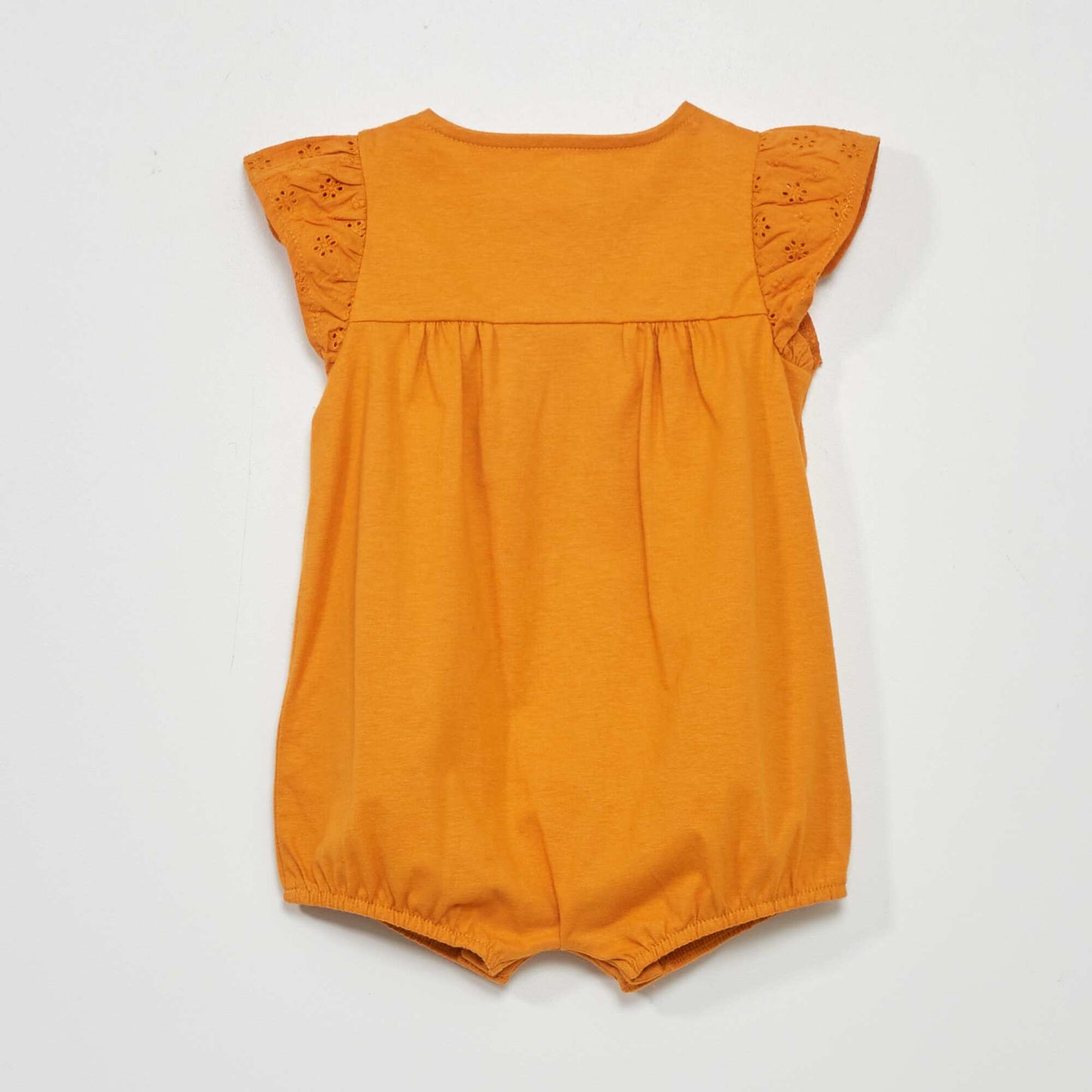 Embroidered jersey romper YELLOW