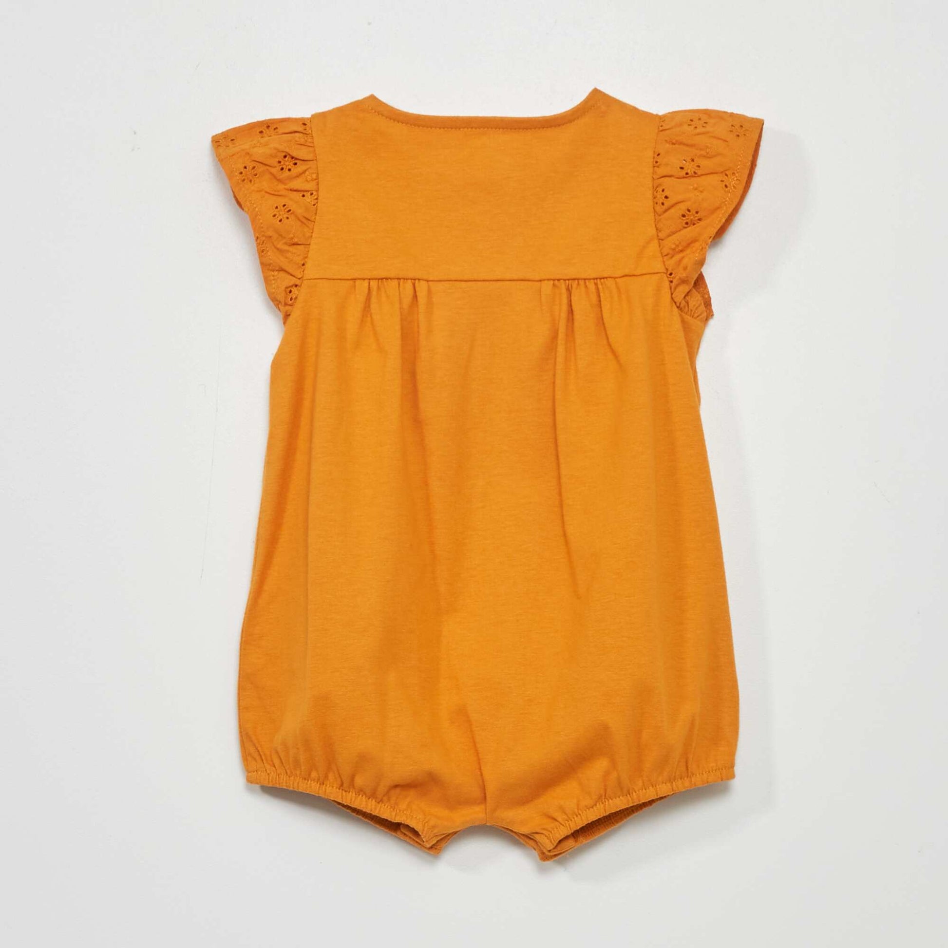 Embroidered jersey romper YELLOW