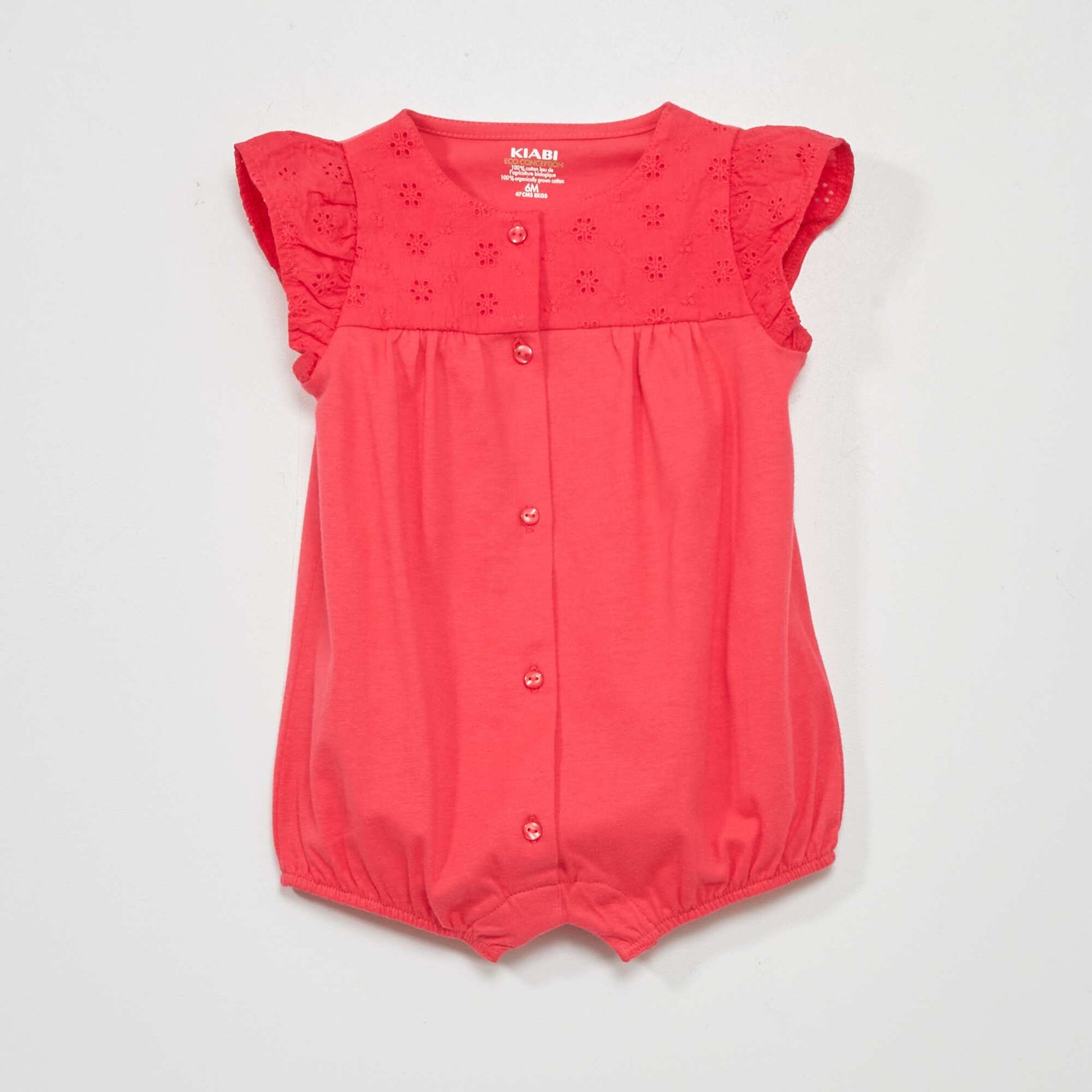 Embroidered jersey romper PINK