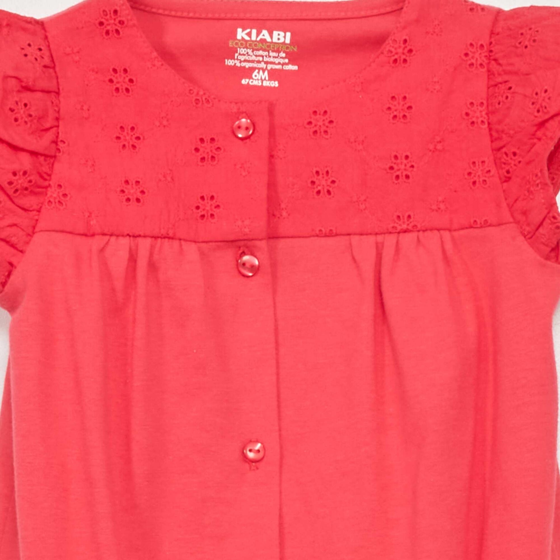 Embroidered jersey romper PINK
