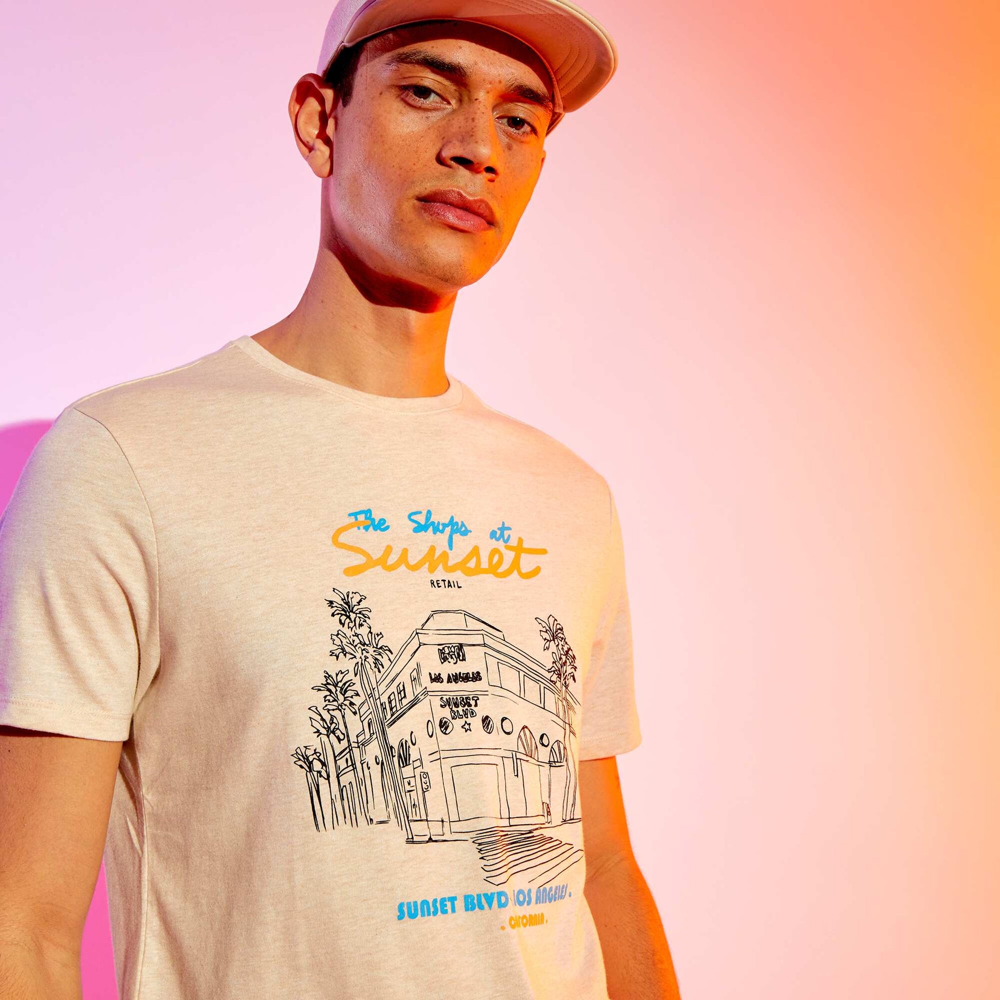 Jersey T-shirt with print BEIGE