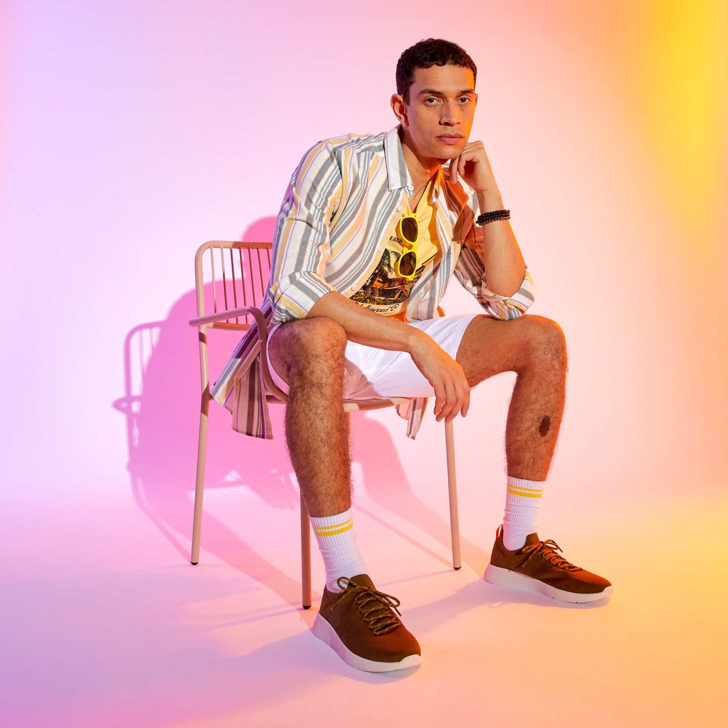 Jersey T-shirt with print YELLOW