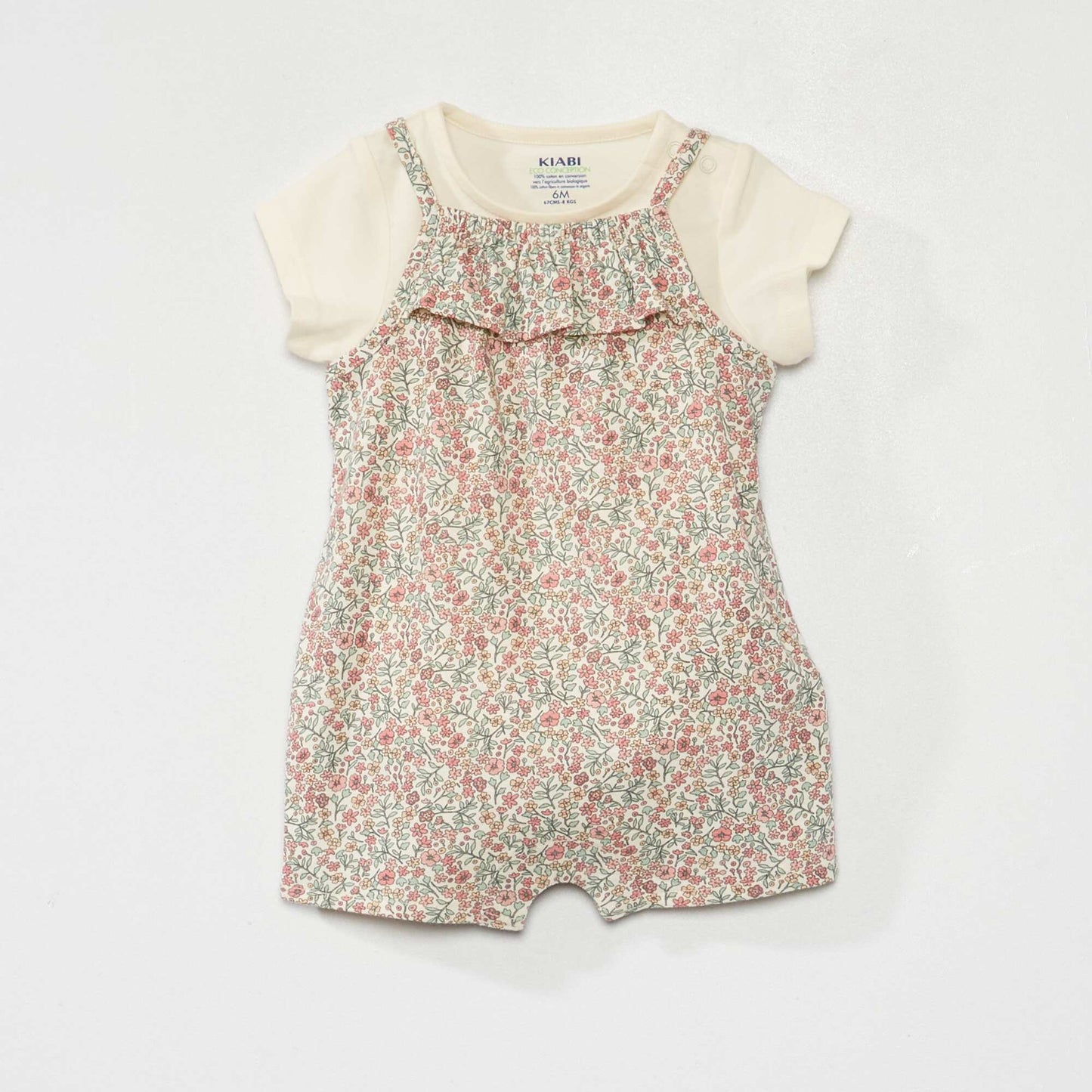 Cotton T-shirt and dungarees set WHITE
