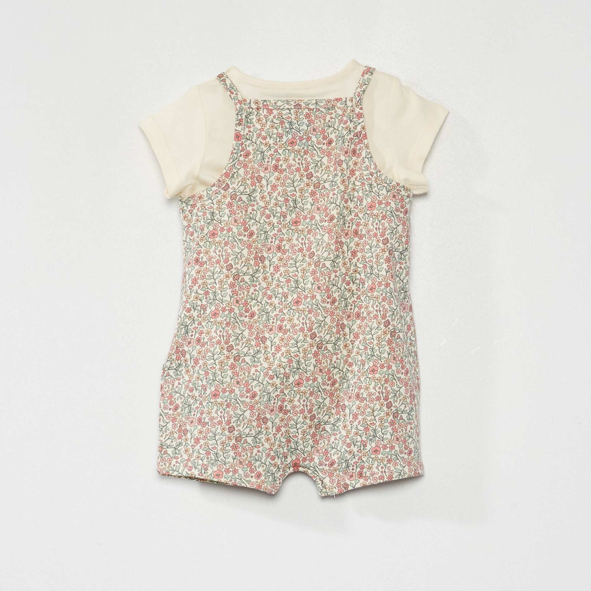 Cotton T-shirt and dungarees set WHITE