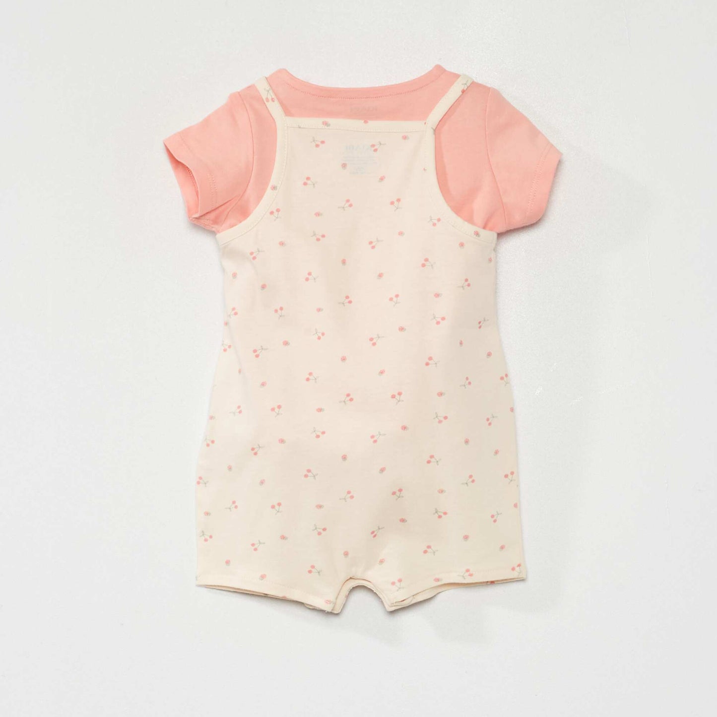 Cotton T-shirt and dungarees set PINK